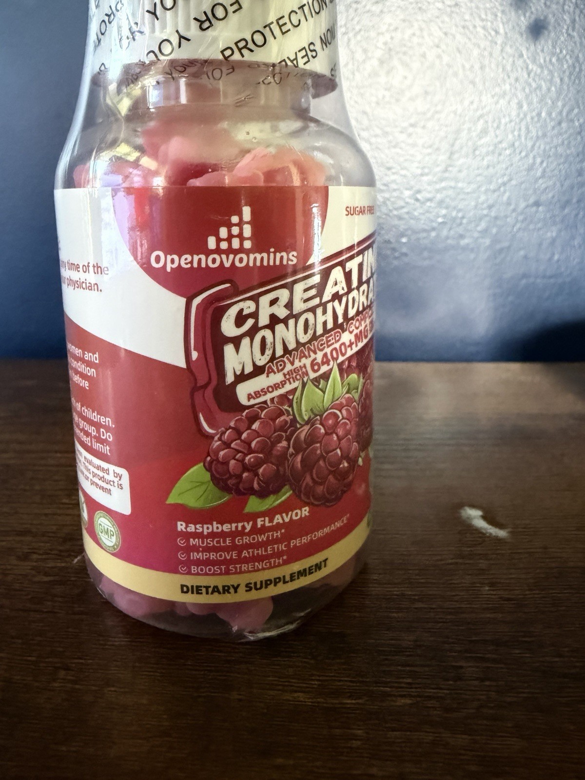 Openovomins Creatine Monohydrate Raspberry Gummies 90 Ct 2-Pack B12 Taurine