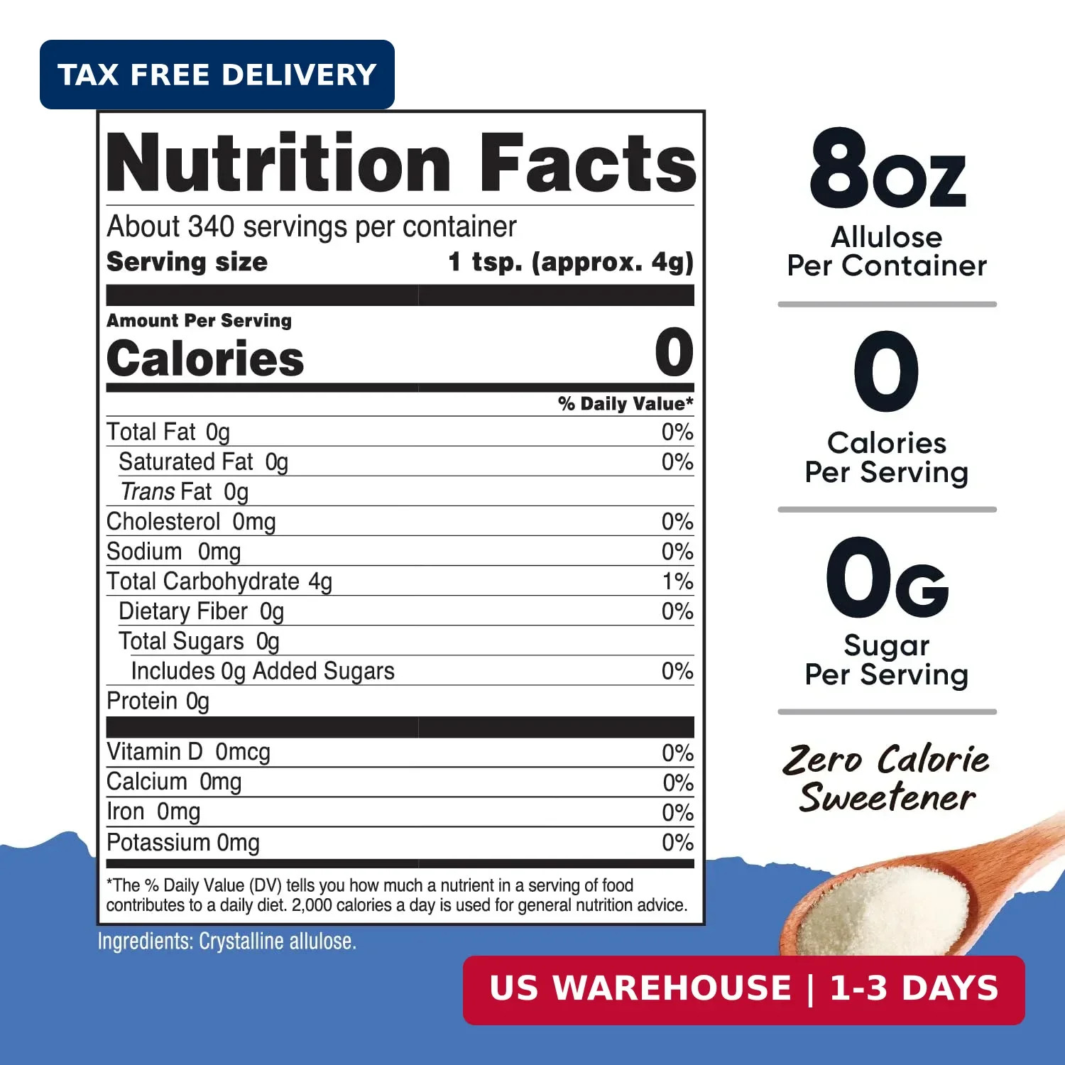 Nutricost Allulose Sweetener (3 LB) – 0 Calorie, Low Carb, KETO, Natural Sugar A