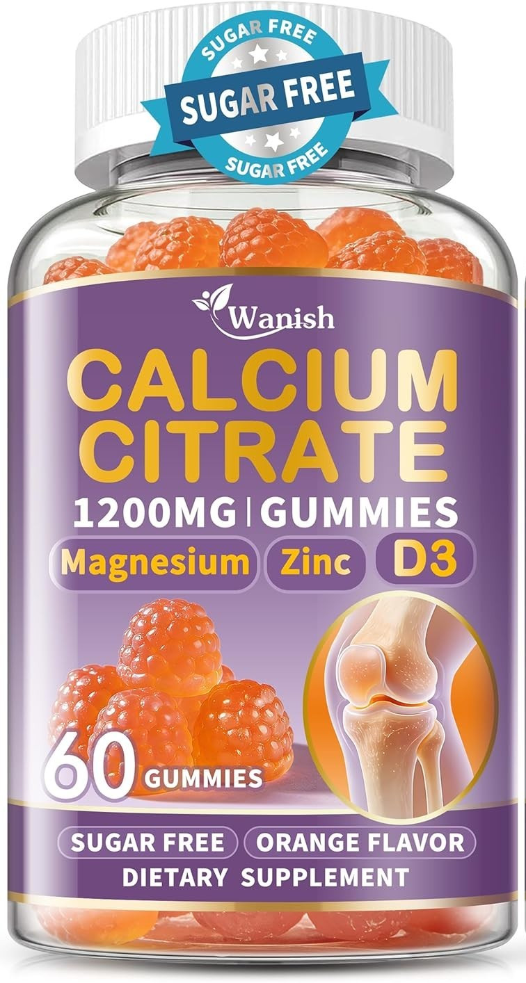 Calcium Citrate 1200 mg Gummies with Vitamin D3 Magnesium Zinc for Women Men