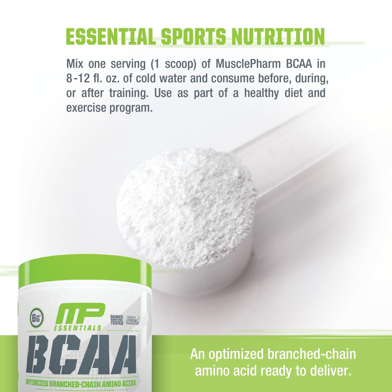 MusclePharm BCAA Powder Blue Raspberry 30 Servings Pre Post Workout Recovery