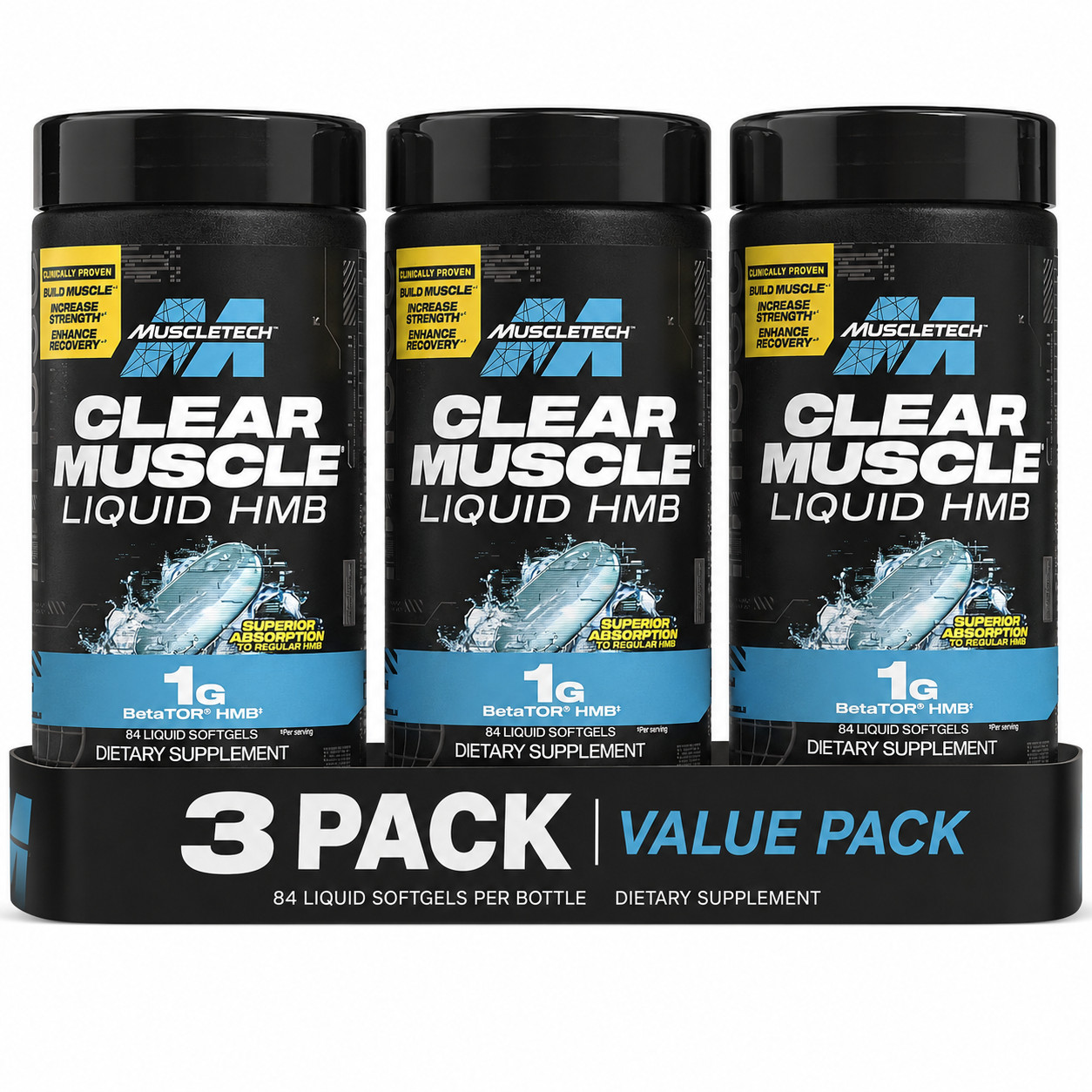 MuscleTech Clear Muscle 84 Liquid Capsules Each (Pack of 3)