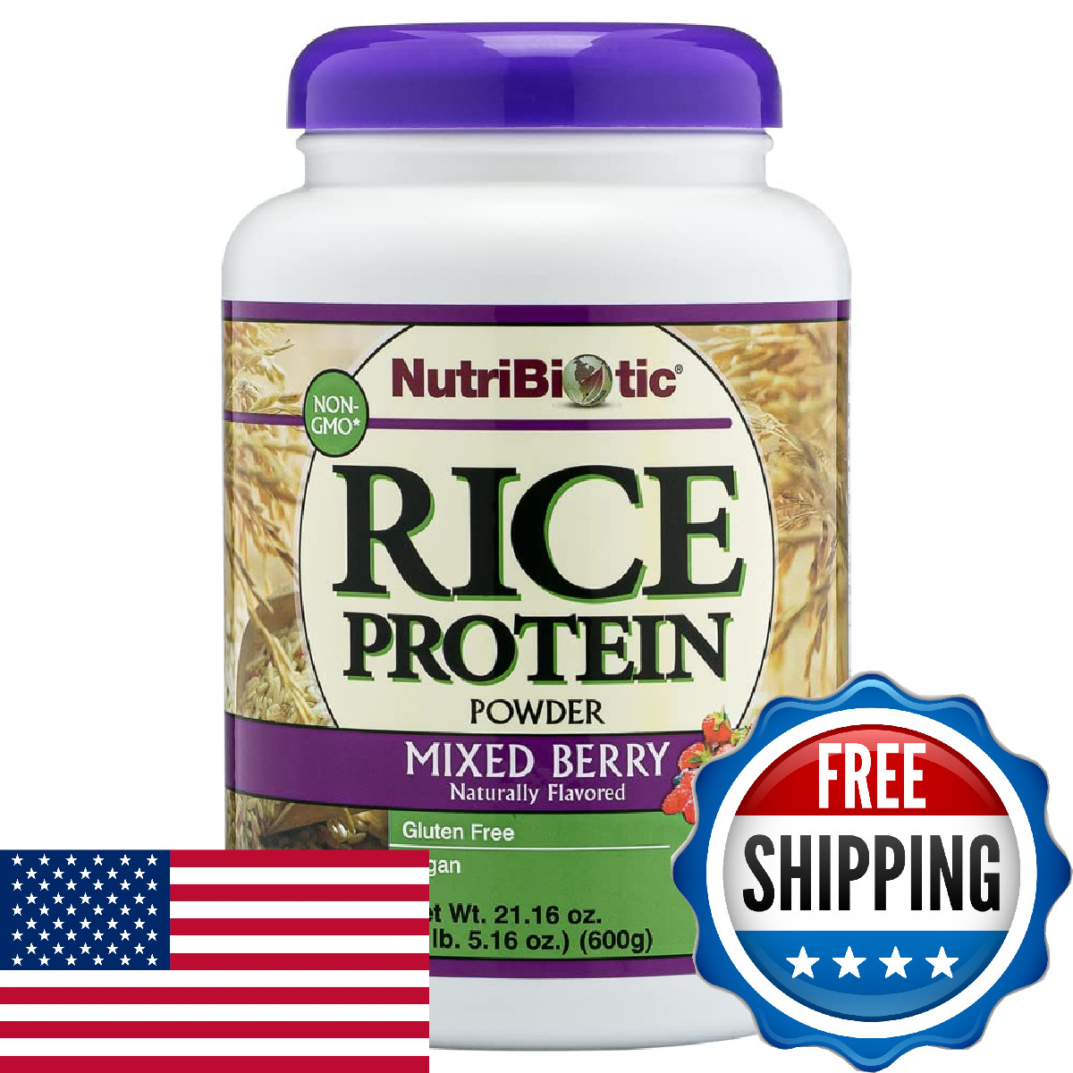NutriBiotic – Mixed Berry Rice Protein, 1 Lb 5 Oz (600g) | Low Carb, Keto-Friend