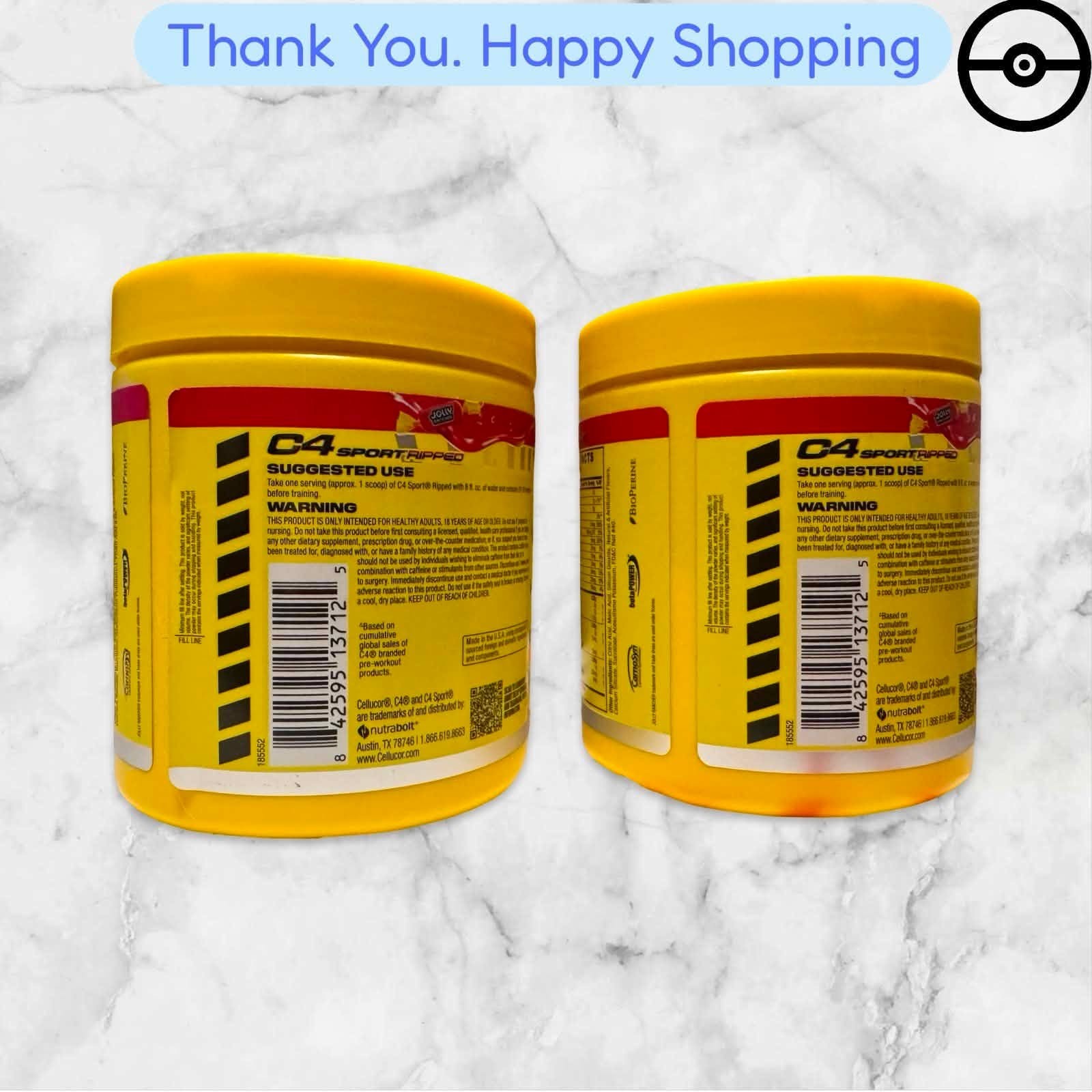 FOR 2 C4 Sport Ripped Pre-Workout Jolly Rancher Cherry 9.4 oz Each NEW SHIPPING