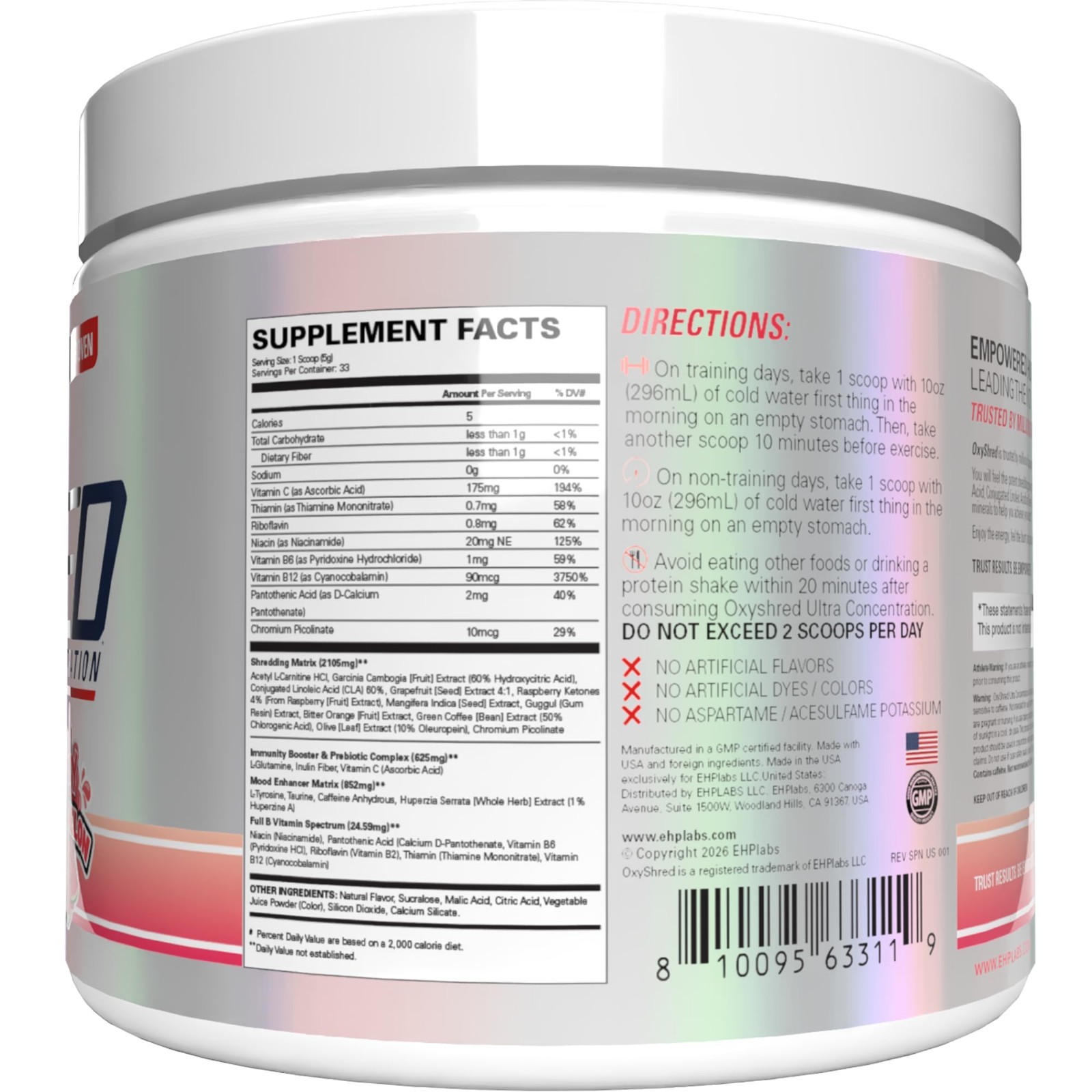OxyShred Pre Workout Powder – Juicy Watermelon, 33 Servings | Energy, Focus, End