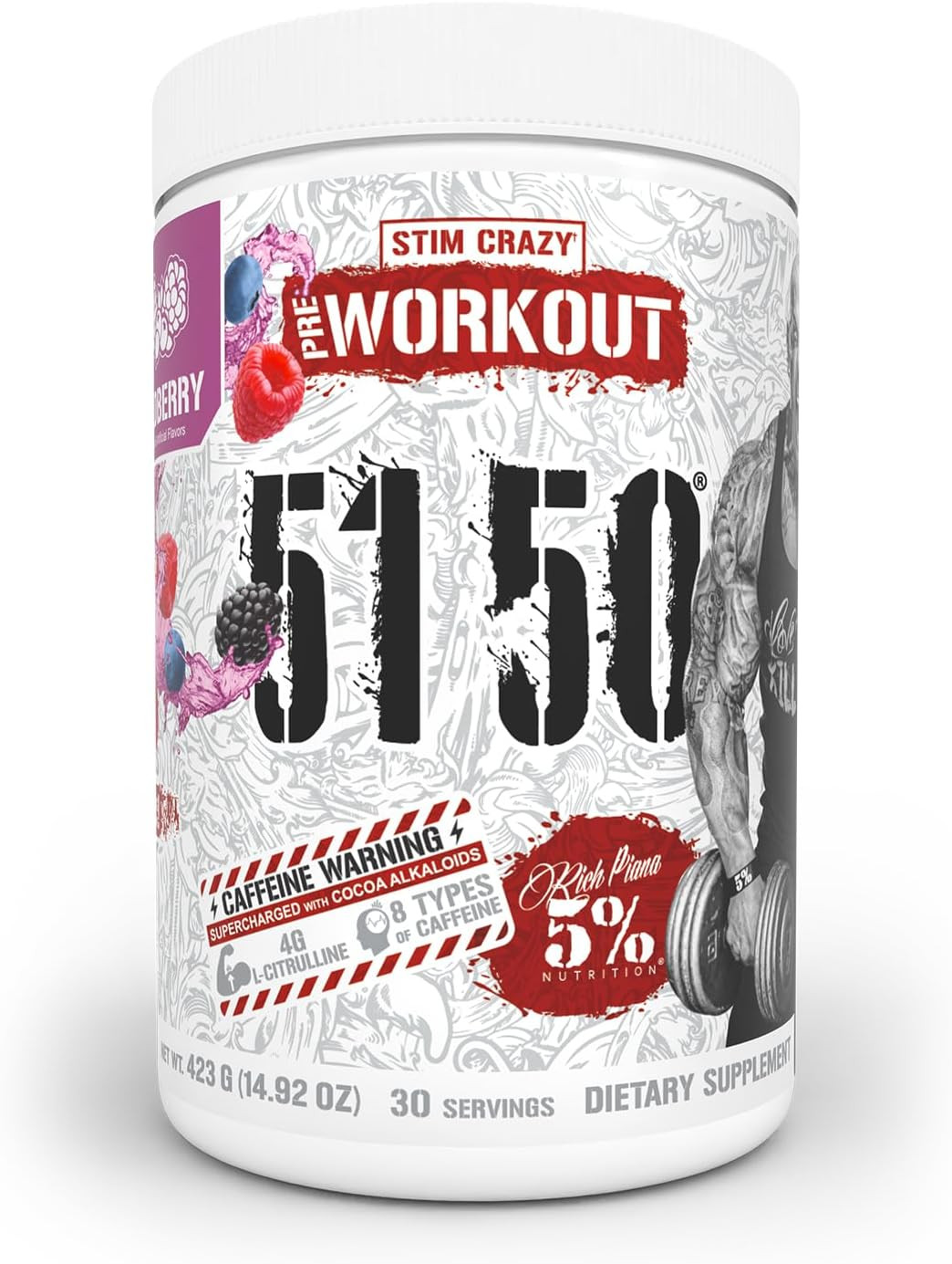 5% Nutrition RICH PIANA 5150 Extreme Pre Workout 30 dose WILDBERRY (03/2028)