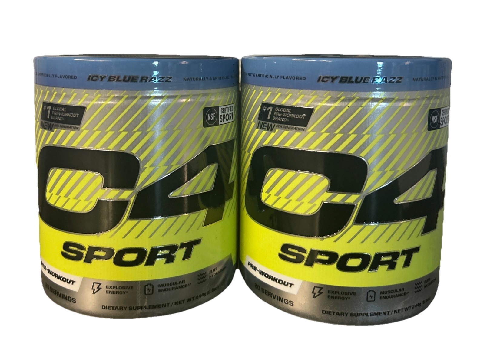 C4 Sport Pre-Workout Icy Blue Razz 8.6 oz 40 Servings 20 Each Exp 2/2027 X2