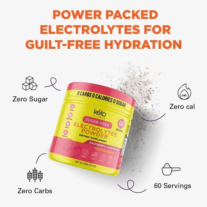 Keto Vitals Electrolyte Powder Raspberry Lemonade Energy Drink
