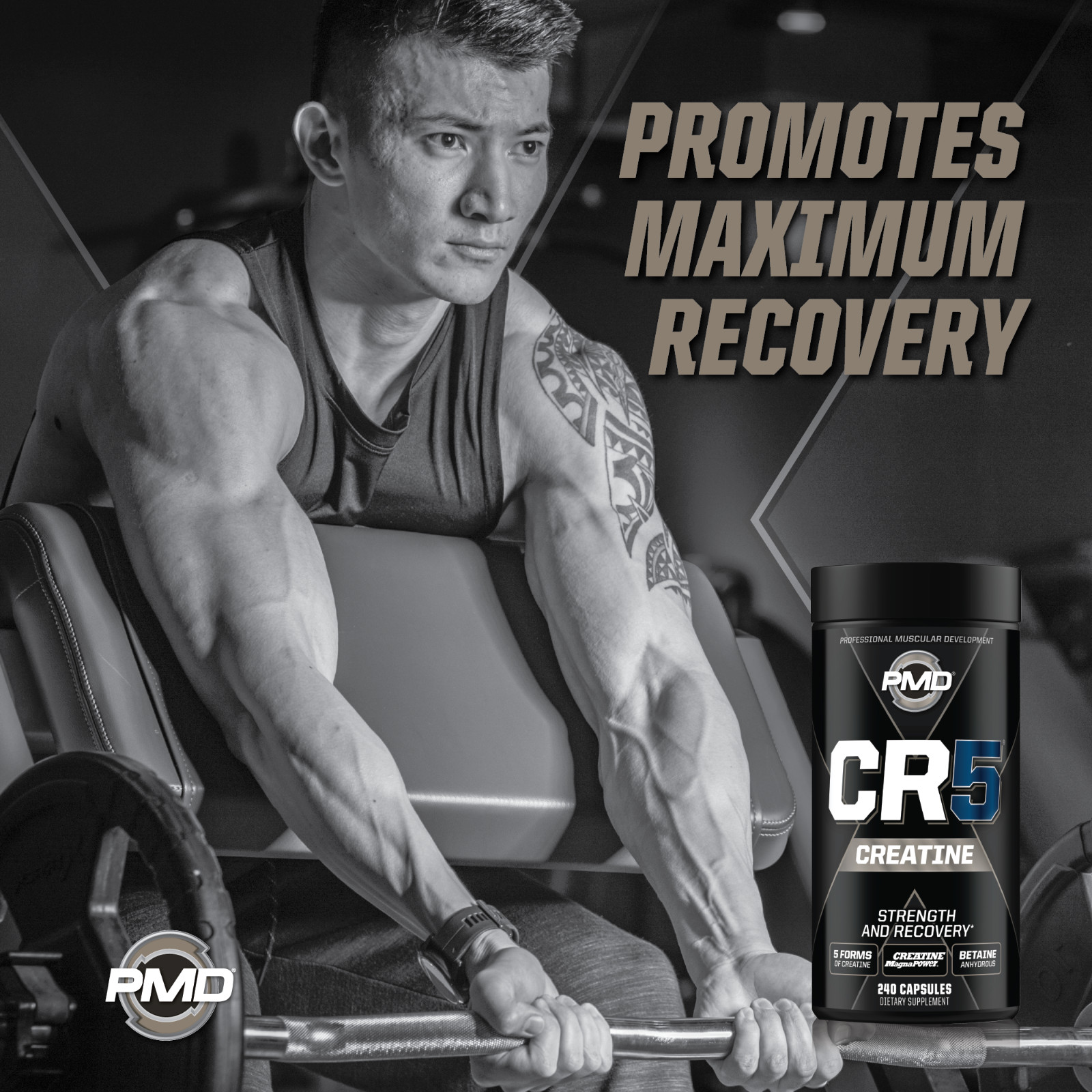 PMD CR5 Creatine Complex – Strength – Power – Muscle and Recovery (240 Capsules)