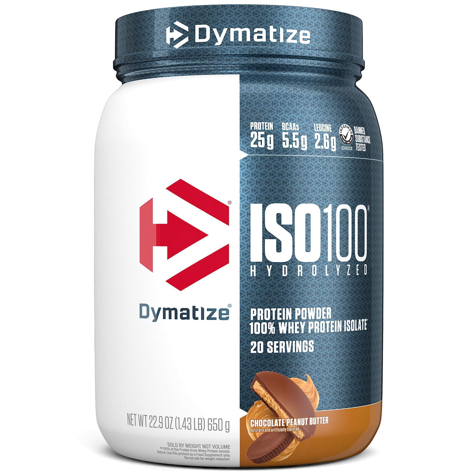 Dymatize ISO100 Whey Protein Isolate Choc. Peanut Butter 25g Protein 20 Serv