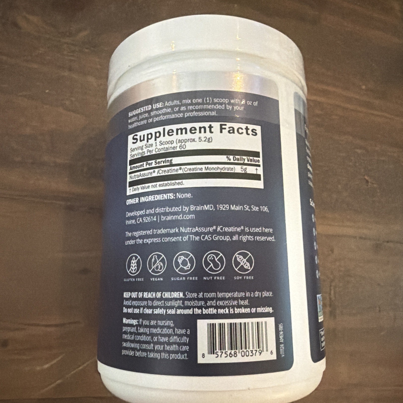 BrainMD Smart Creatine+ Instantized Creatine Monohydrate Unflavored 309g NEW