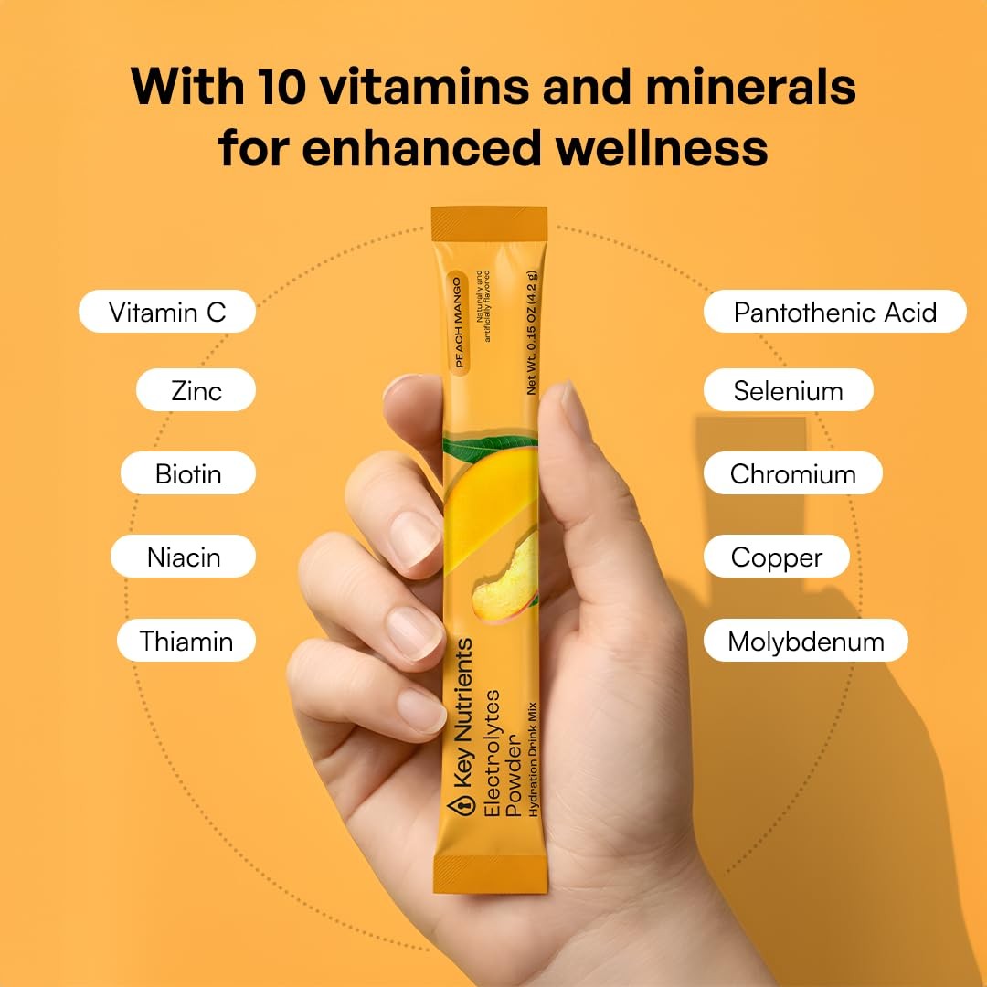 Selenium Electrolytes Packets – Multivitamin Peach Mango 20 Pack Hydration Pa…