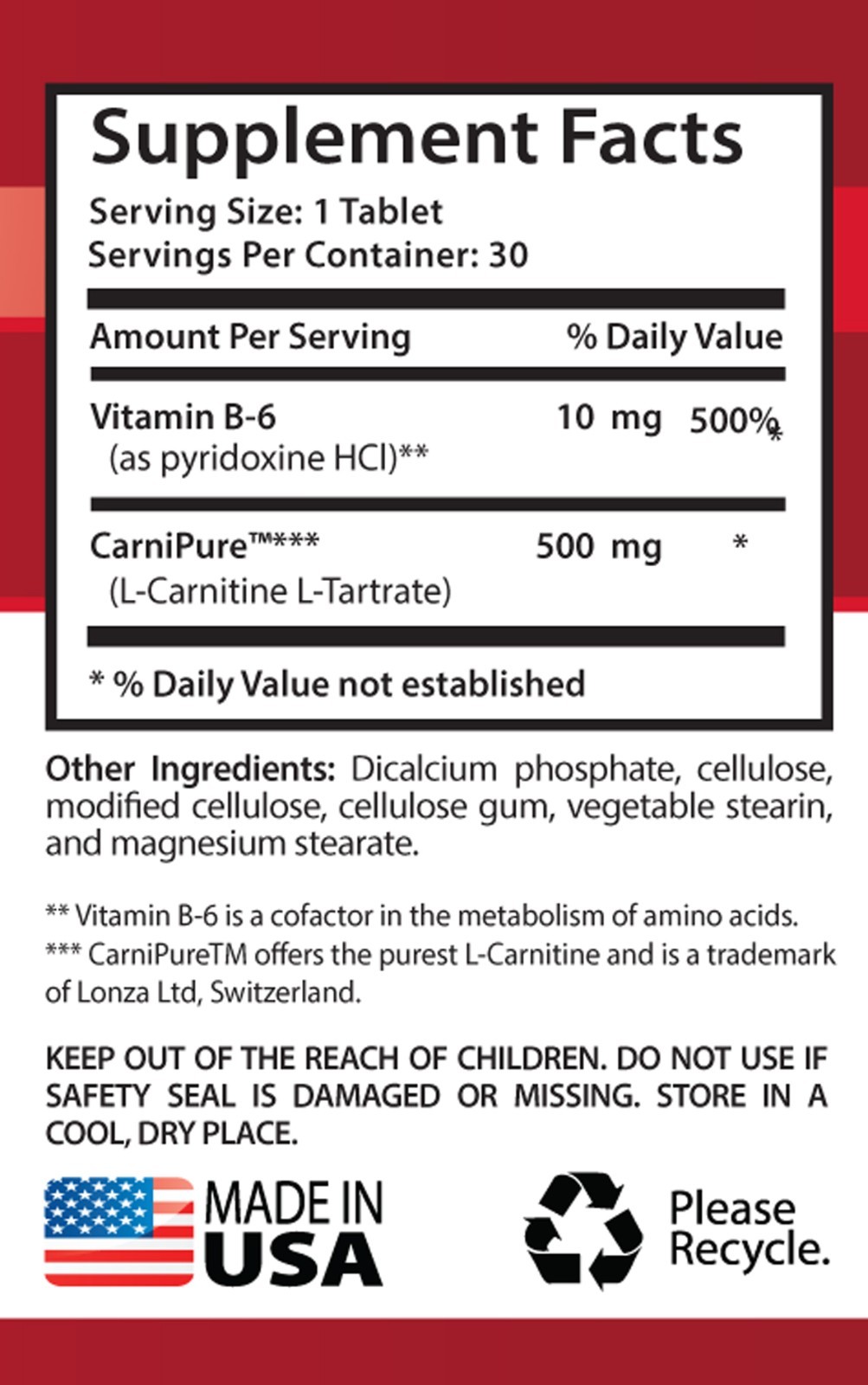 L-Carnitine 500mg Bodybuilding Energy-Chronic Fatigue-Focus- Anti Aging 1 Bottle