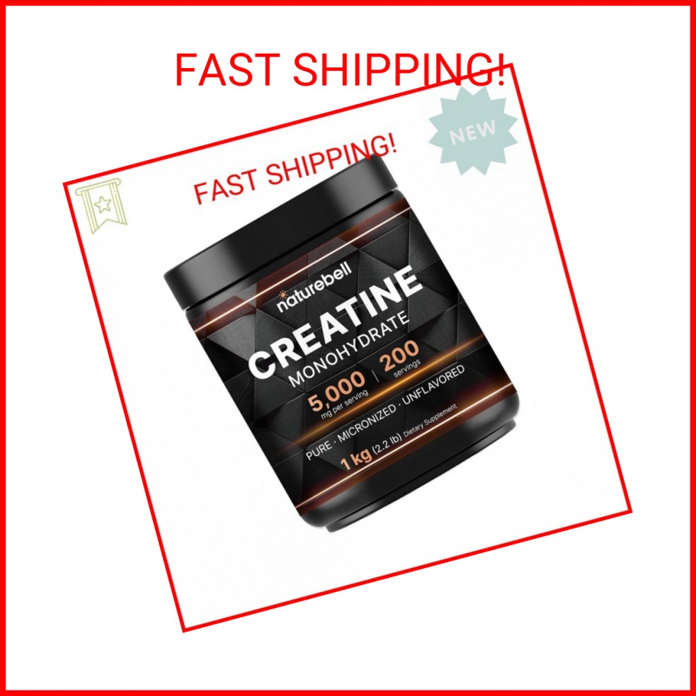 NatureBell Creatine Monohydrate Powder 1,000g, 5,000mg Per Serving, 200 Servings
