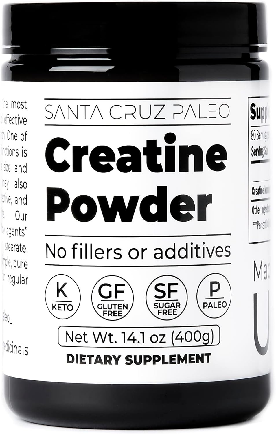 Santa Cruz Paleo Creatine Monohydrate Powder Micronized, Unflavored Pre Workout