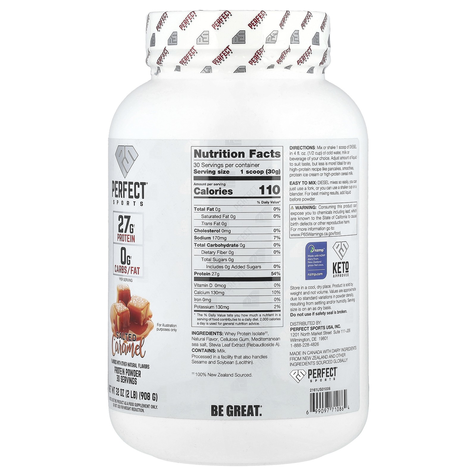 Diesel, New Zealand Whey Isolate, Salted Caramel, 2 lbs (908 g)