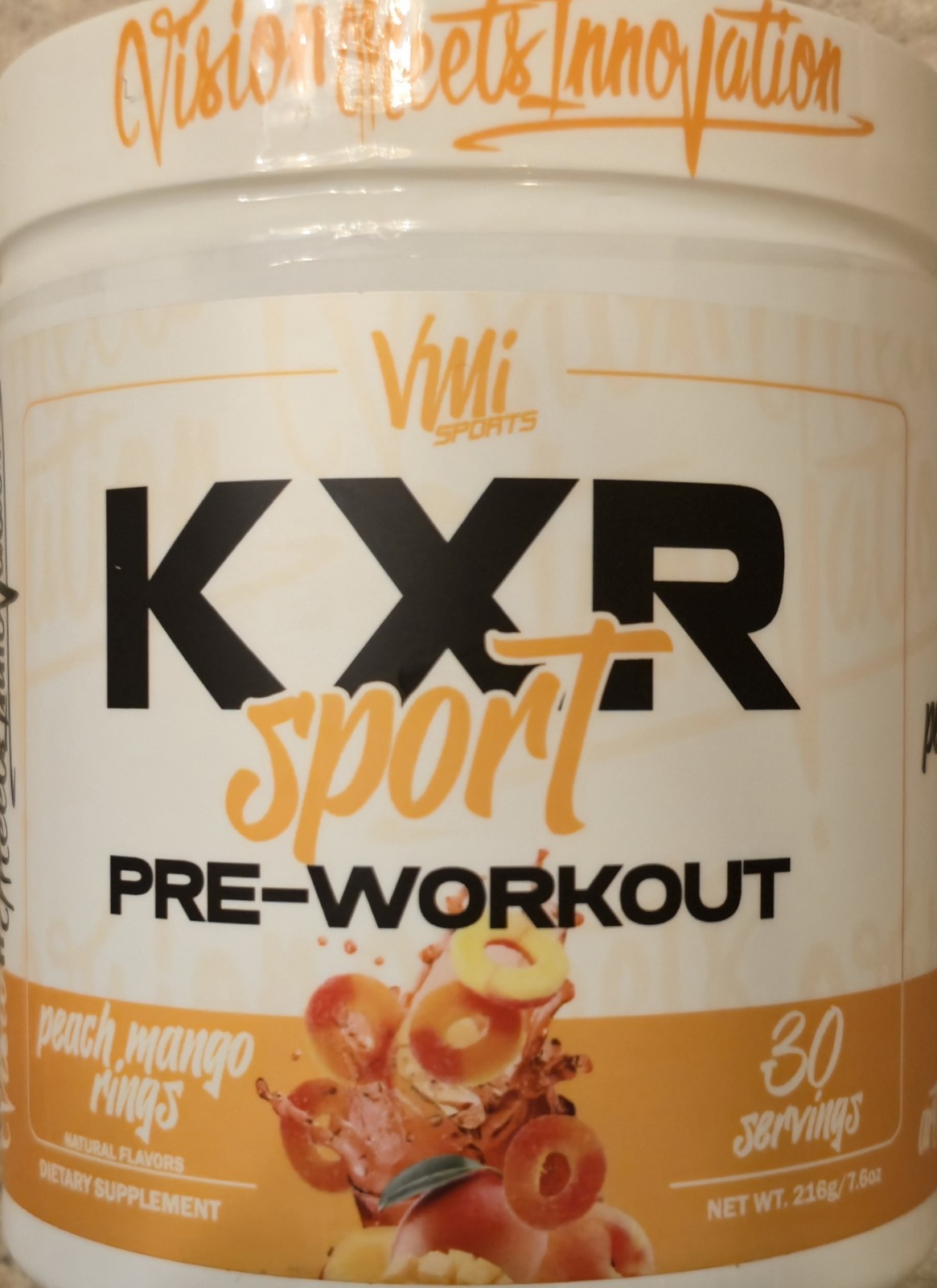 VMI Sports KXR SPORT Preworkout 8oz Size (30 Serv) Peach 🍑 Rings BEST BY 11/26