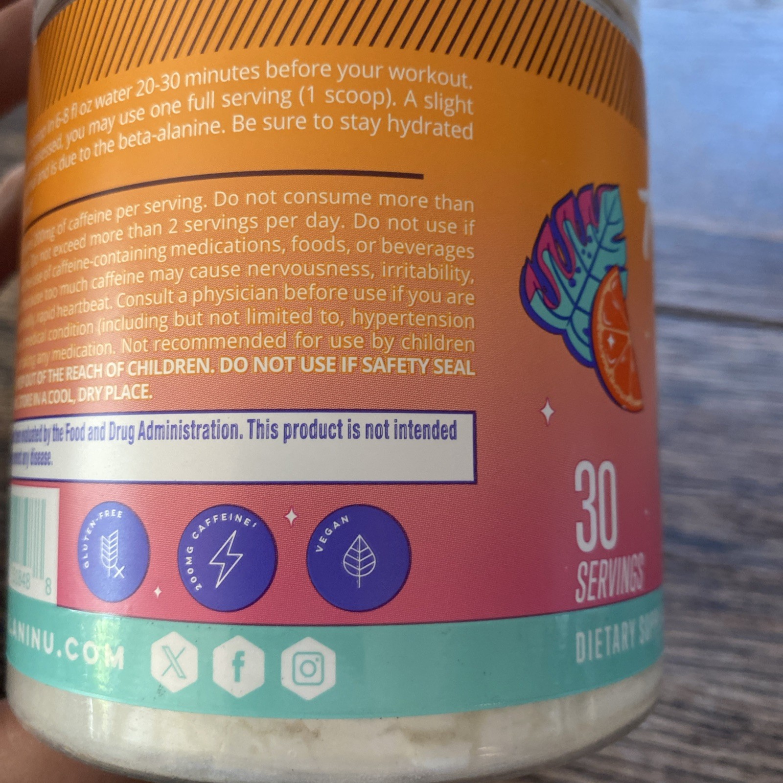 Alani Nu Pre Workout Powder Orange KISS 30 Servings Caffeine Pink Salt 07/27 NEW