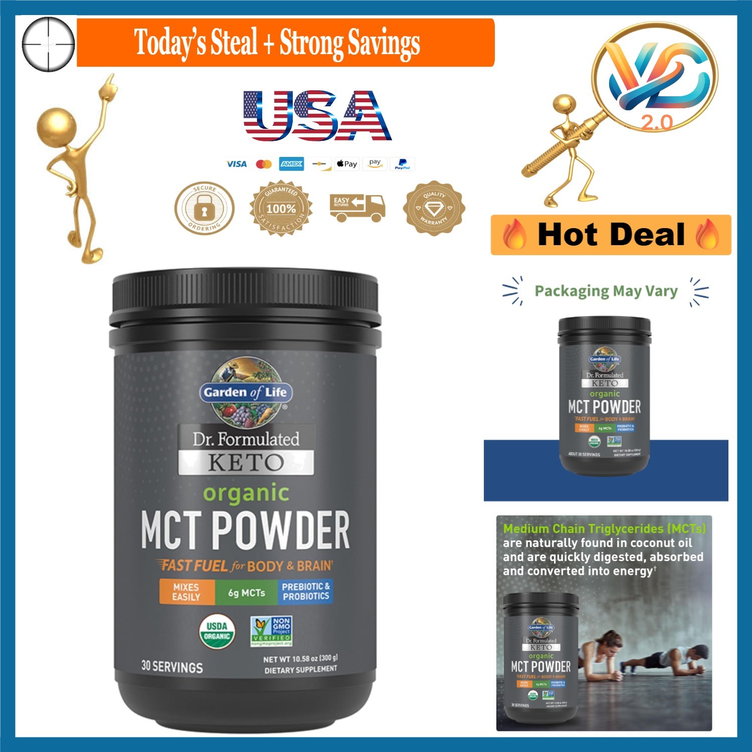 Dr. Formulated Organic Keto MCT Powder 30 Servings Coconut-Based