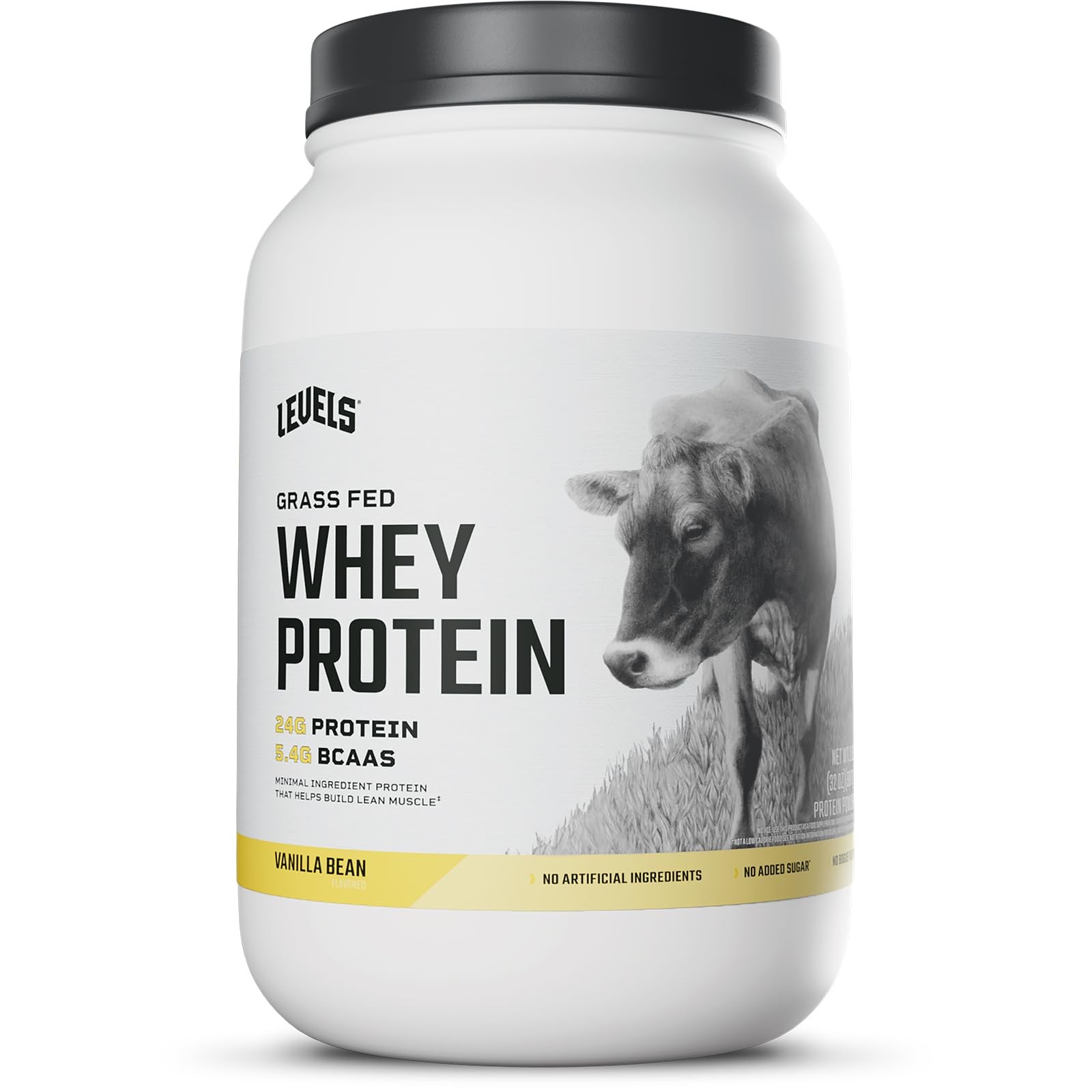 Grass Fed Whey Protein Powder 24G Protein Vanilla Bean 2LB No Artificials