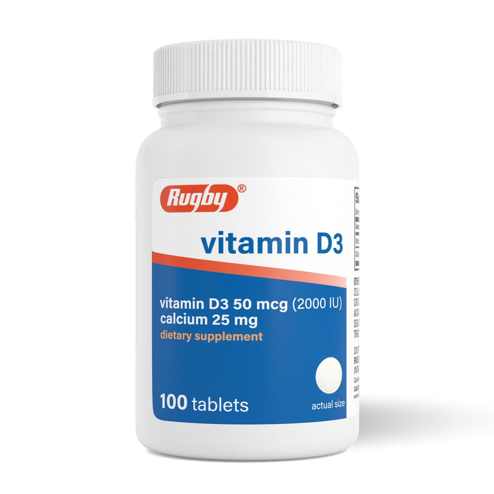 Rugby Vitamin D3 2000 IU (50 mcg) – 100 Count (Pack of 1), Natural Clear
