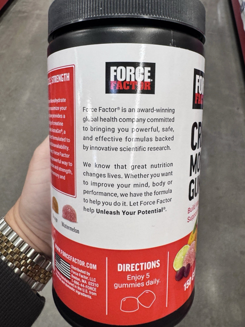 Force Factor Creatine Monohydrate Gummies 150 Count Muscle Strength