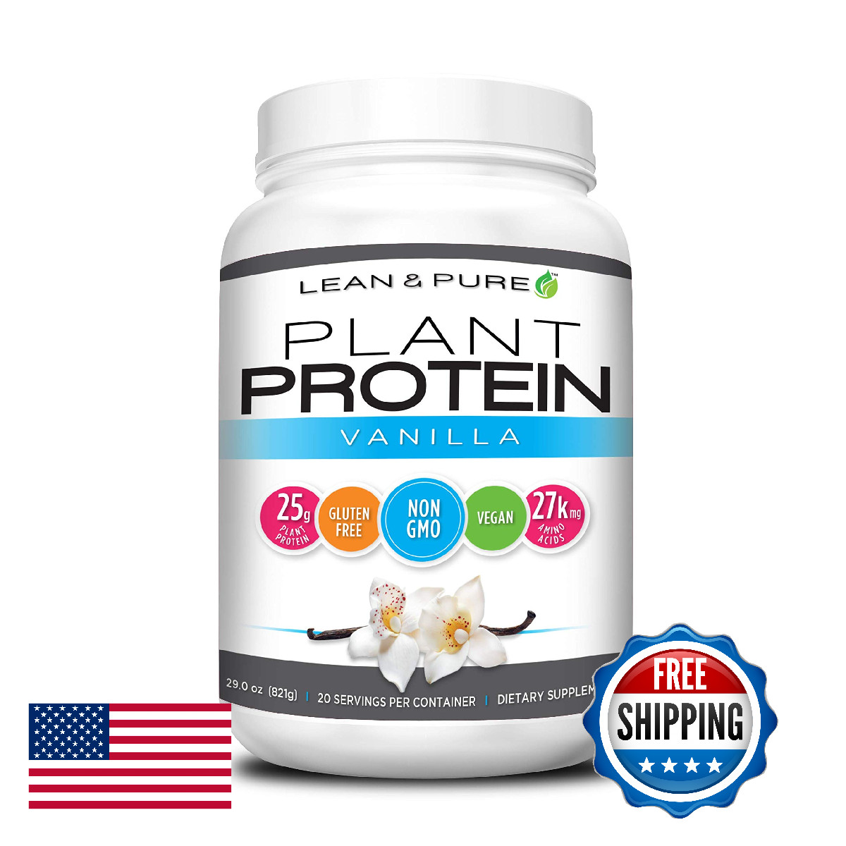 Olympian Labs Plant Vegan Protein Powder 25G Of Protein Non Gmo Gluten Vanilla
