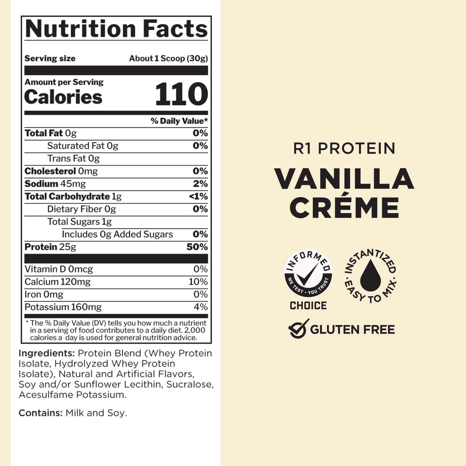 Rule 1 R1 Protein Vanilla Creme – 5.03 lbs Powder – 25g Whey Isolate & Hydrol…