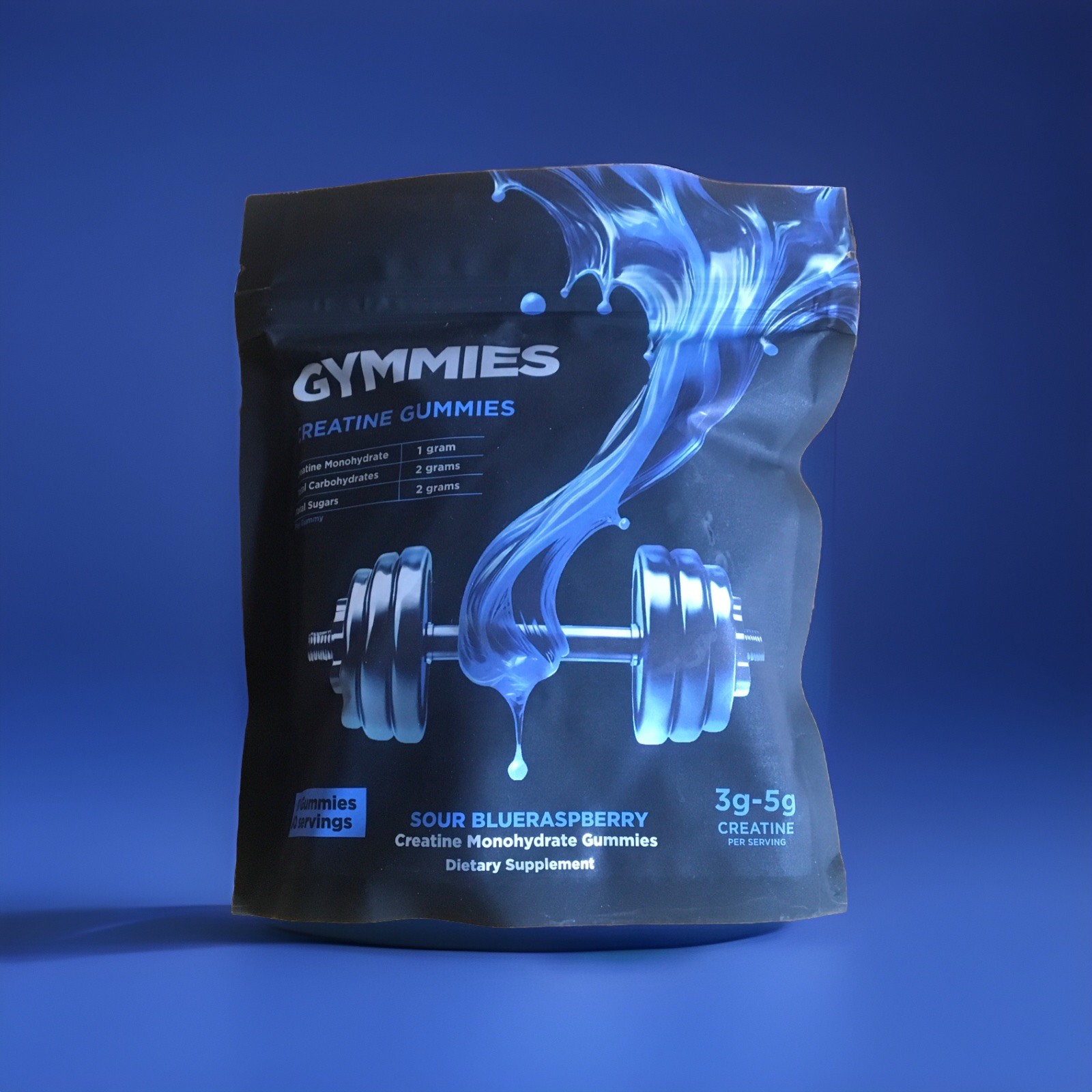 GYMMIES Creatine Gummies 90 Gummies 30 servings, Blue raspberry 3g-5g Exp 04/28