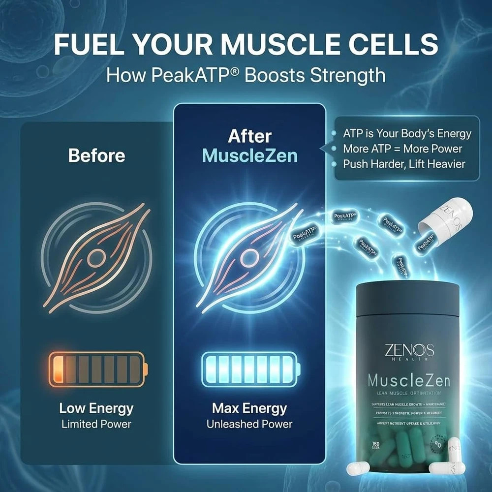 Zenos Health MuscleZen Muscle Builder for Men – ATP Supplements for Strength …
