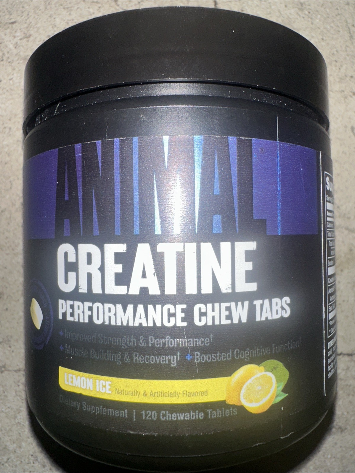 Animal Creatine Chews 5g Creatine Monohydrate Lemon Ice 30 Count Exp 12/2026