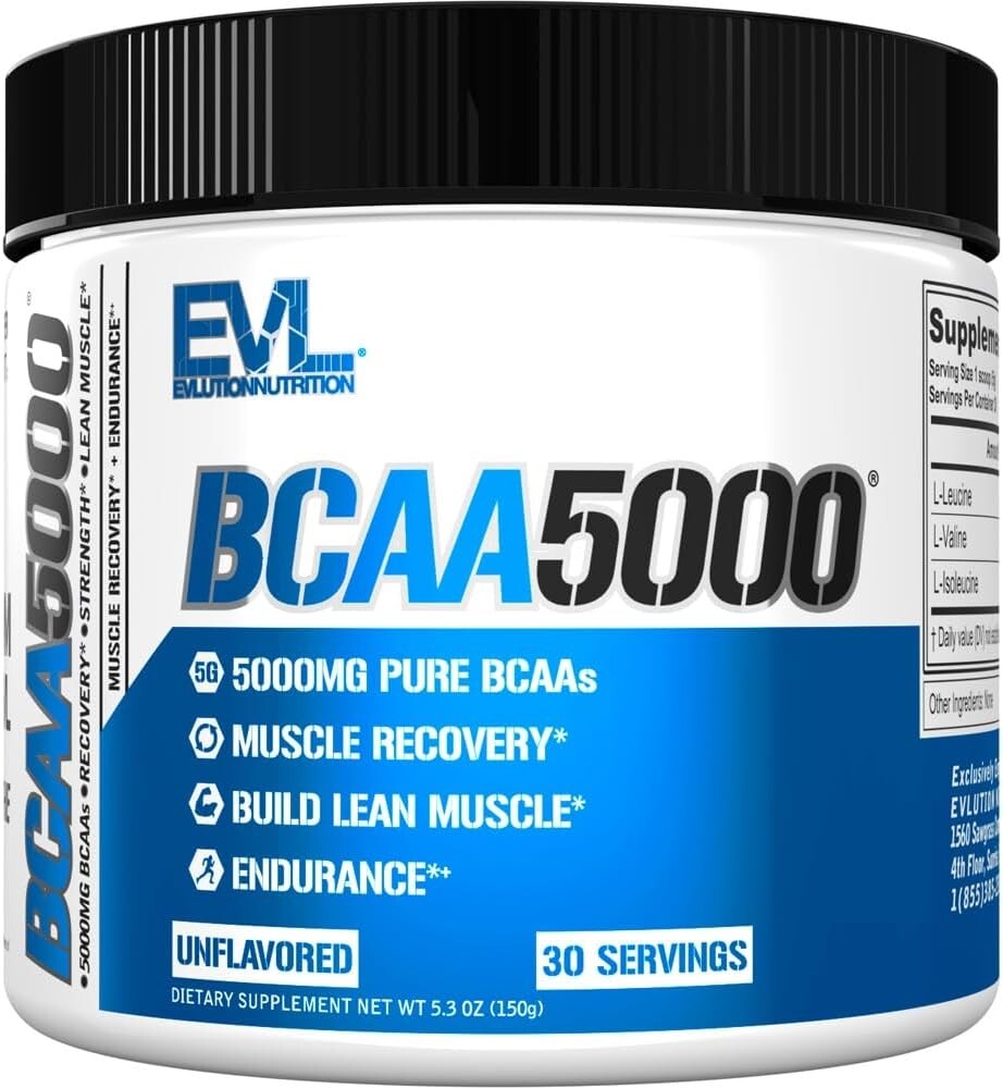 Evlution EVL BCAAs Amino Acids – Stim Free Pre-Workout – 30 Servings Unflavored