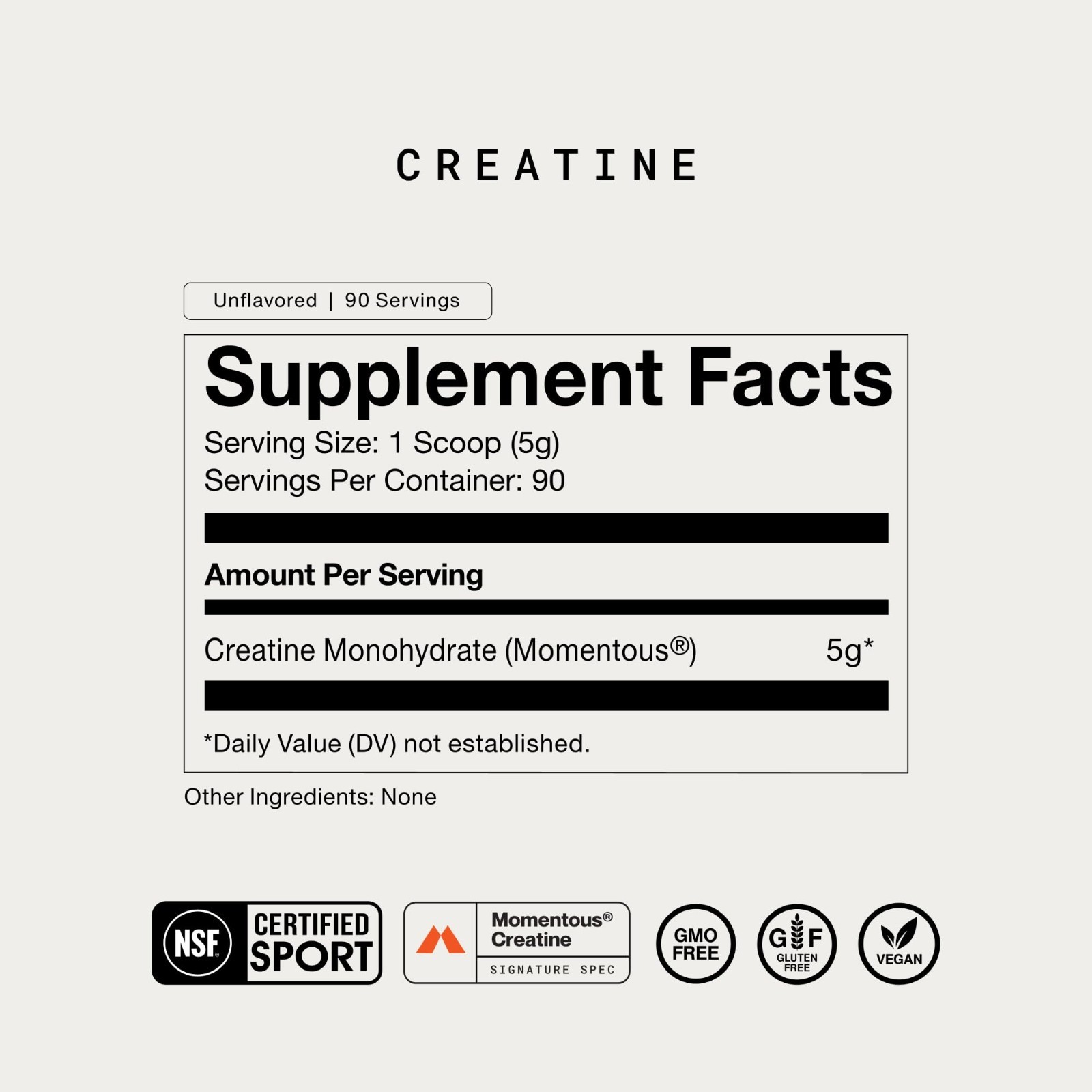 Creatine Monohydrate Powder 5g | Unflavored, NSF Certified, Non-GMO, Gluten-Free