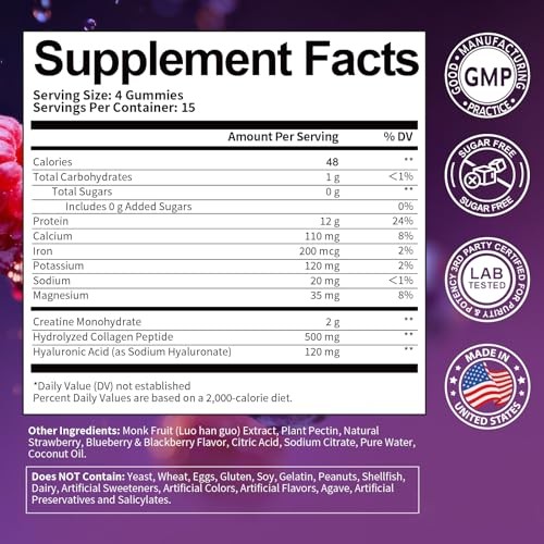 3 in 1 Whey Protein Gummies | Creatine Monohydrate | Collagen, 0 Sugar, Pure