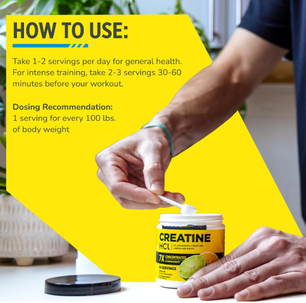 Creatine HCl Powder for Women and Men, Pineapple, 64 Servings |