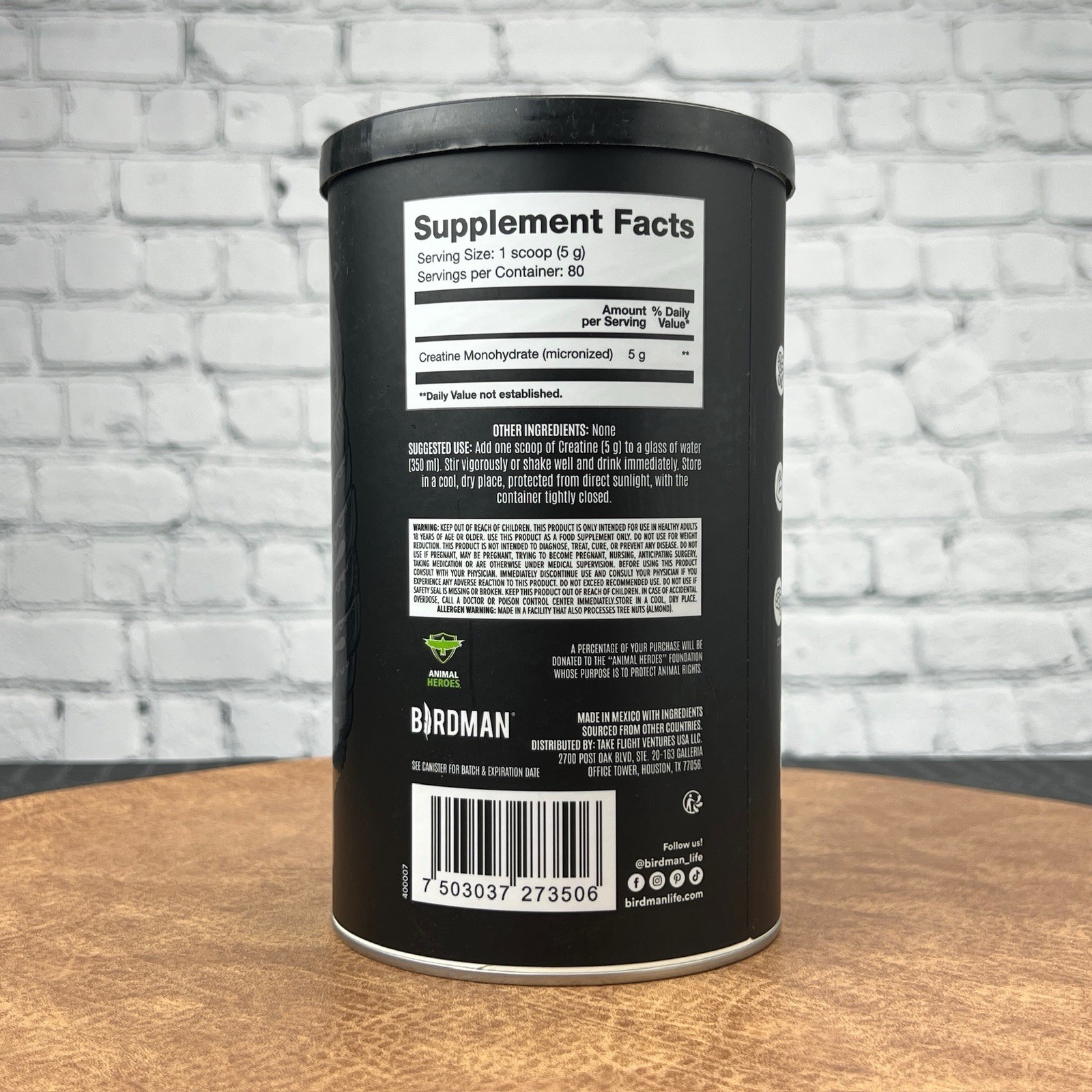 BIRDMAN Micronized Creatine Monohydrate Muscle Recovery 80 Servings