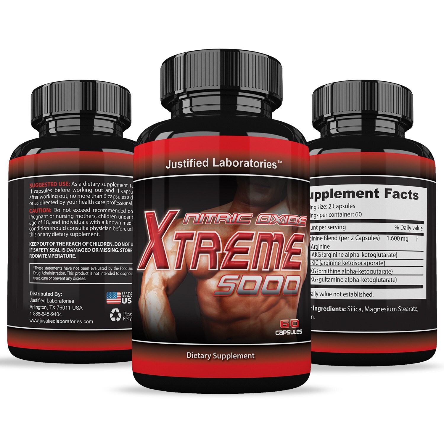 Xtreme 5000 Extreme Arginine Nitric Oxide Strength Endurance Recovery 10 Bottles