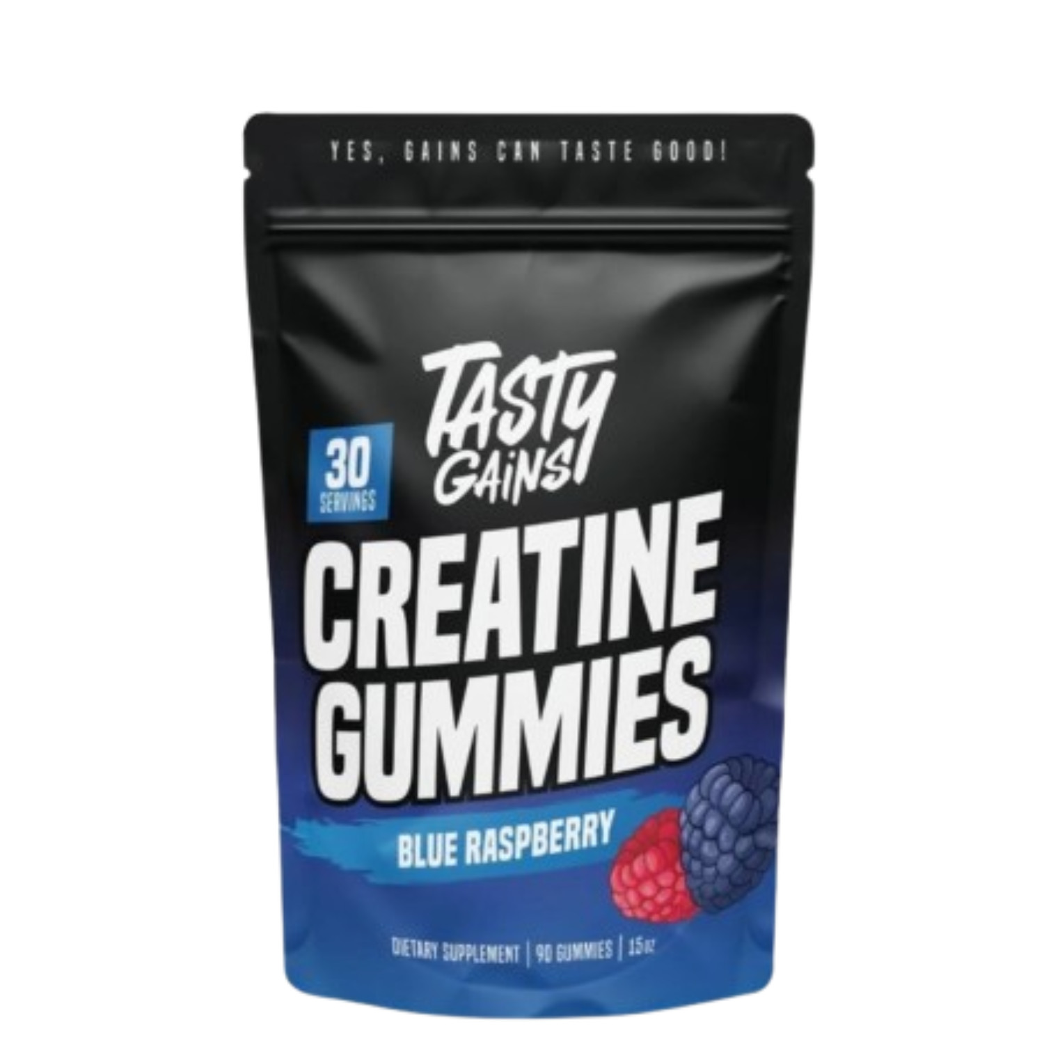 TASTY GAINS Creatine Gummies 90g Creatine Monohydrate Blue Raspberry 90 Count