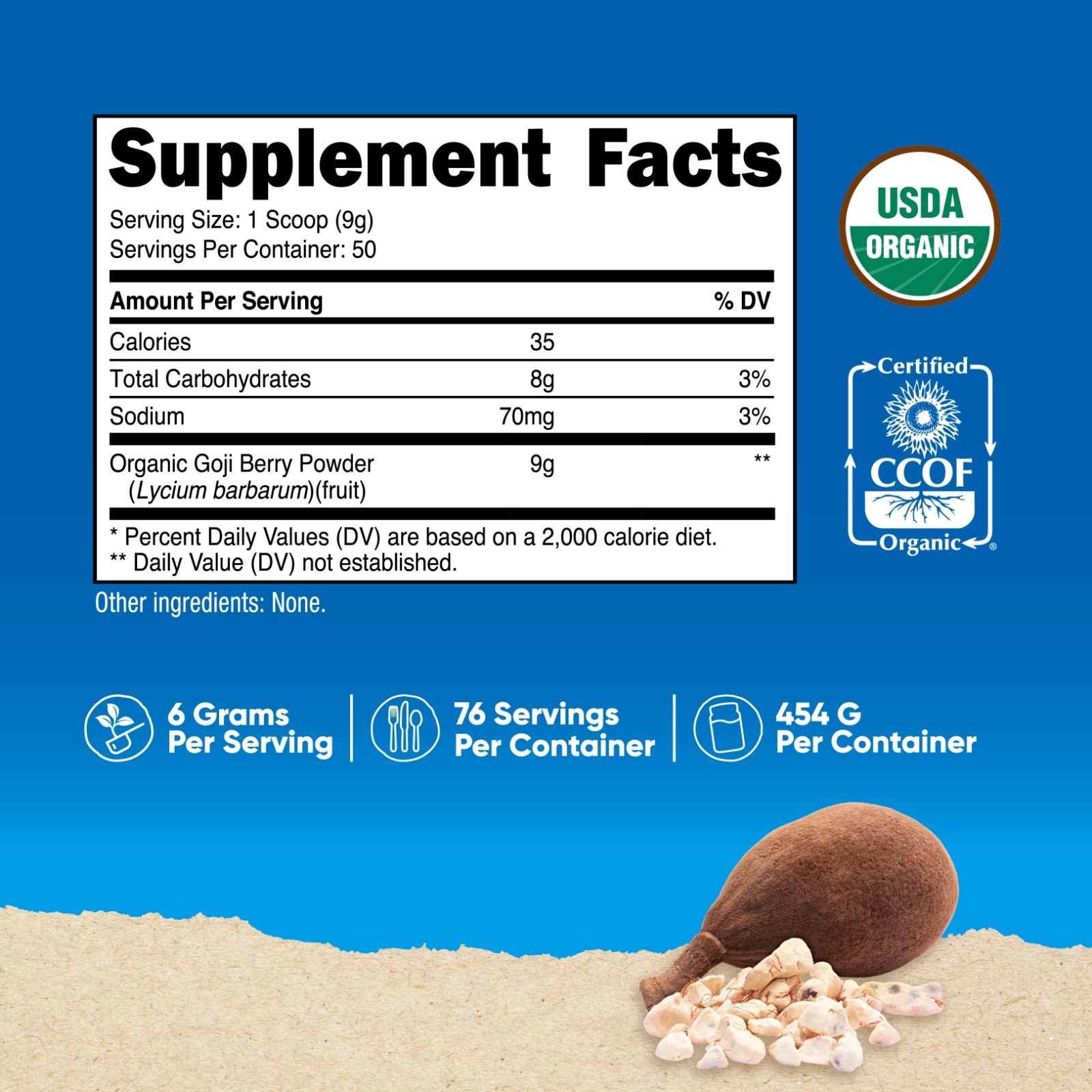 Nutricost Organic Baobab Fruit Powder (1 LB, Unflavored) – Vegan, GMO-Free