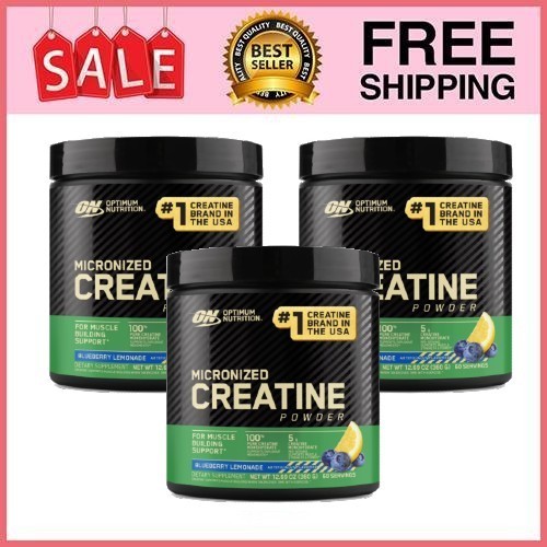 3 Pack Optimum Nutrition Blueberry Lemonade Micronized Creatine Powder,60Serv Pk