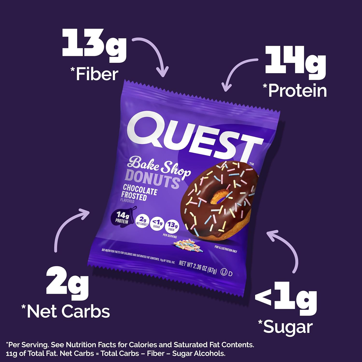 Nutrition Bake Shop, Chocolate Frosted Donuts, 14G Protein, Less than 1G Suga…