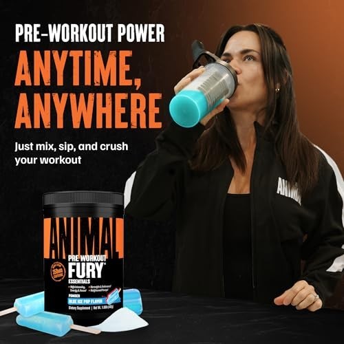 Pre Workout Powder – Blue Ice Pop, 350mg Caffeine, BCAA, Beta Alanine, Energy &