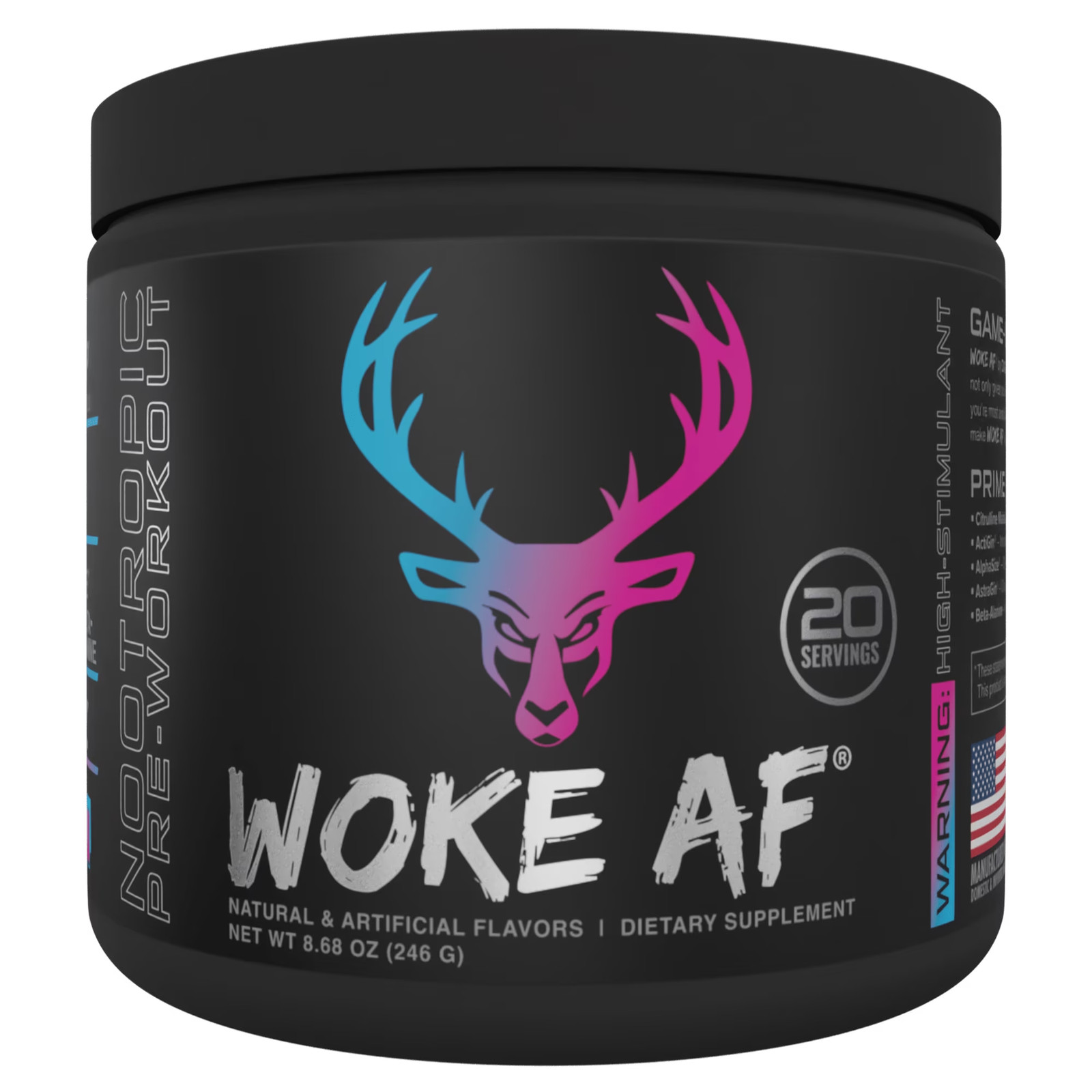 Woke Af Pre-Workout Powder, Increase Energy, Rocket Pop, 333Mg Caffeine, 20 Serv