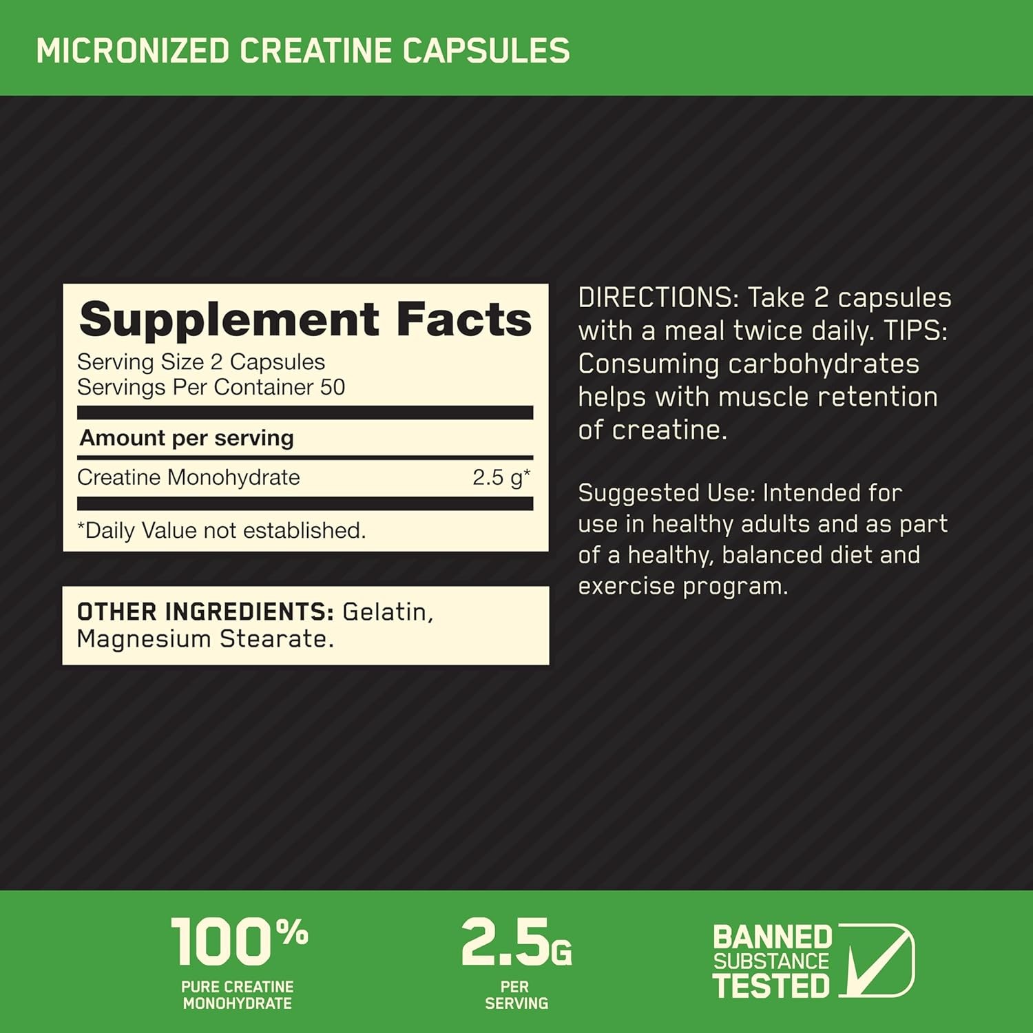 Optimum Nutrition Creatine, Micronized Creatine Monohydrate Capsules, Supports S