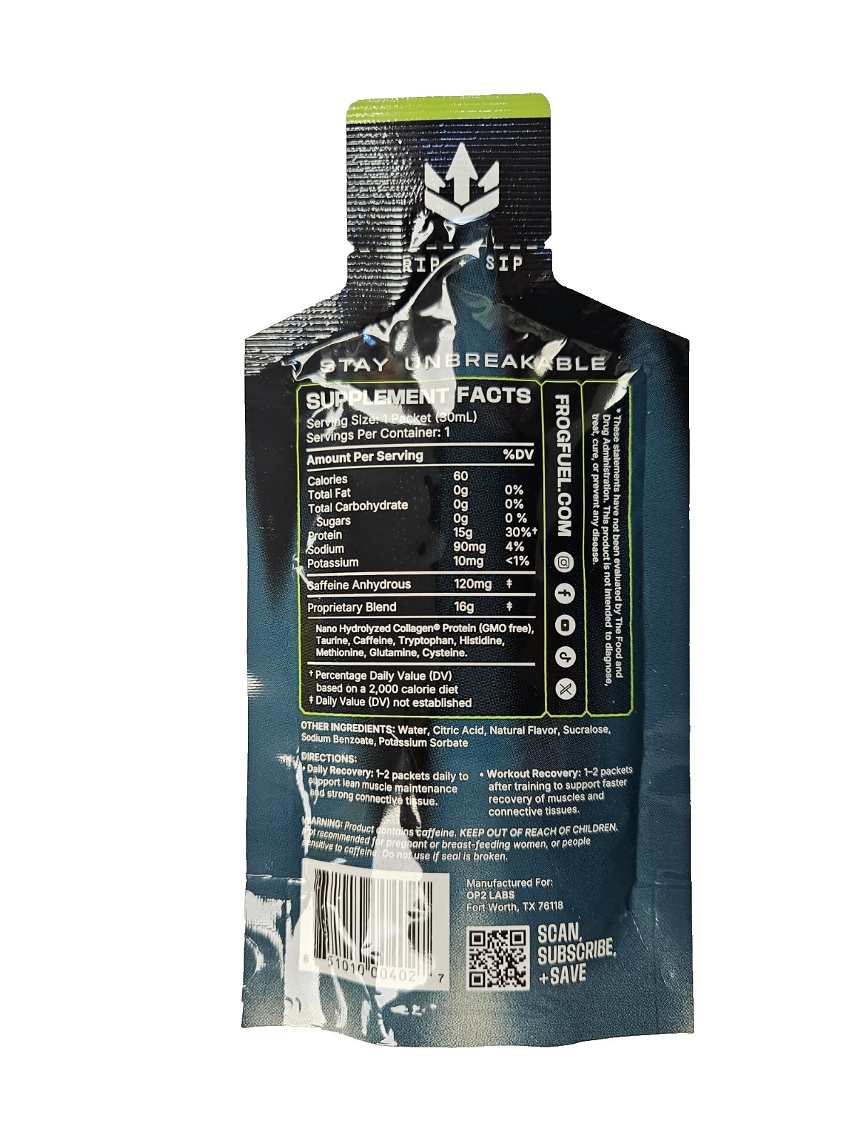 Frog Fuel YELLOW Power Protein Energized Shot ( 12 pouches ) ^