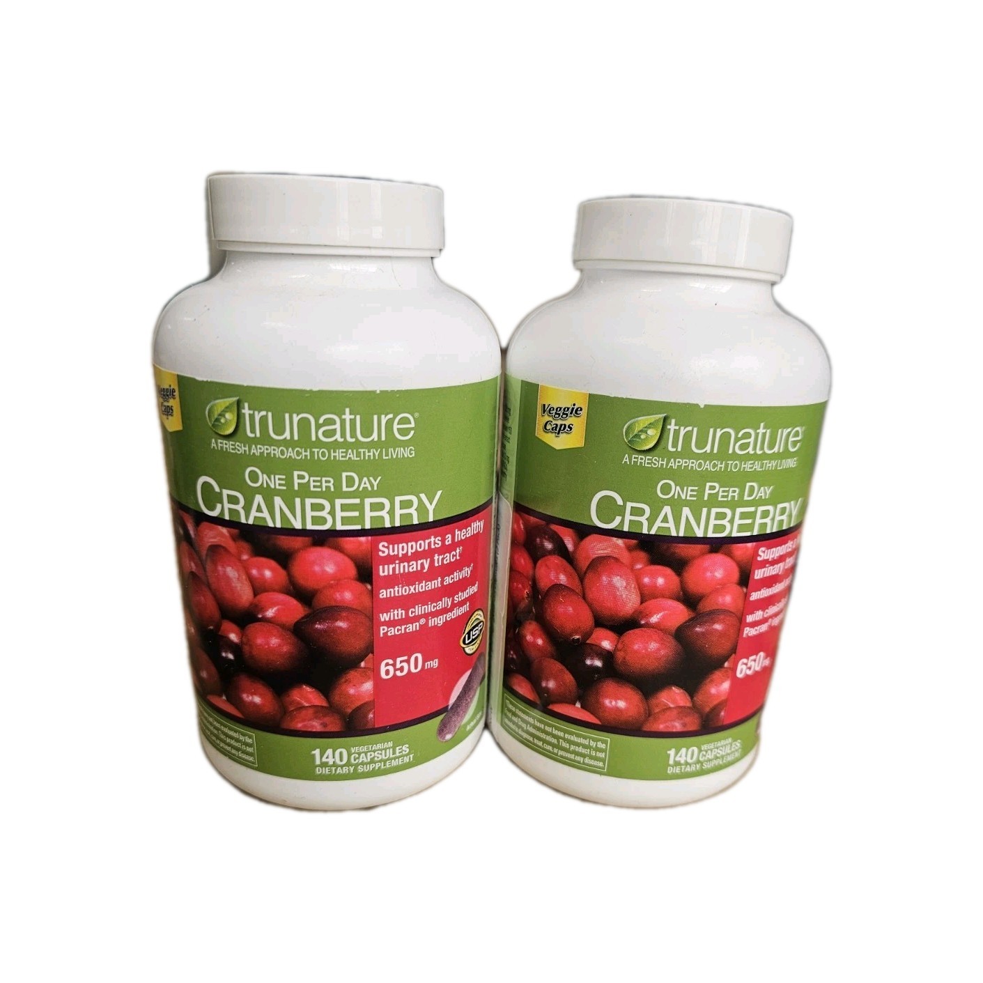 4 PACK – Trunature CRANBERRY 650mg, 140 Vegetarian Capsules one per day 12/2026