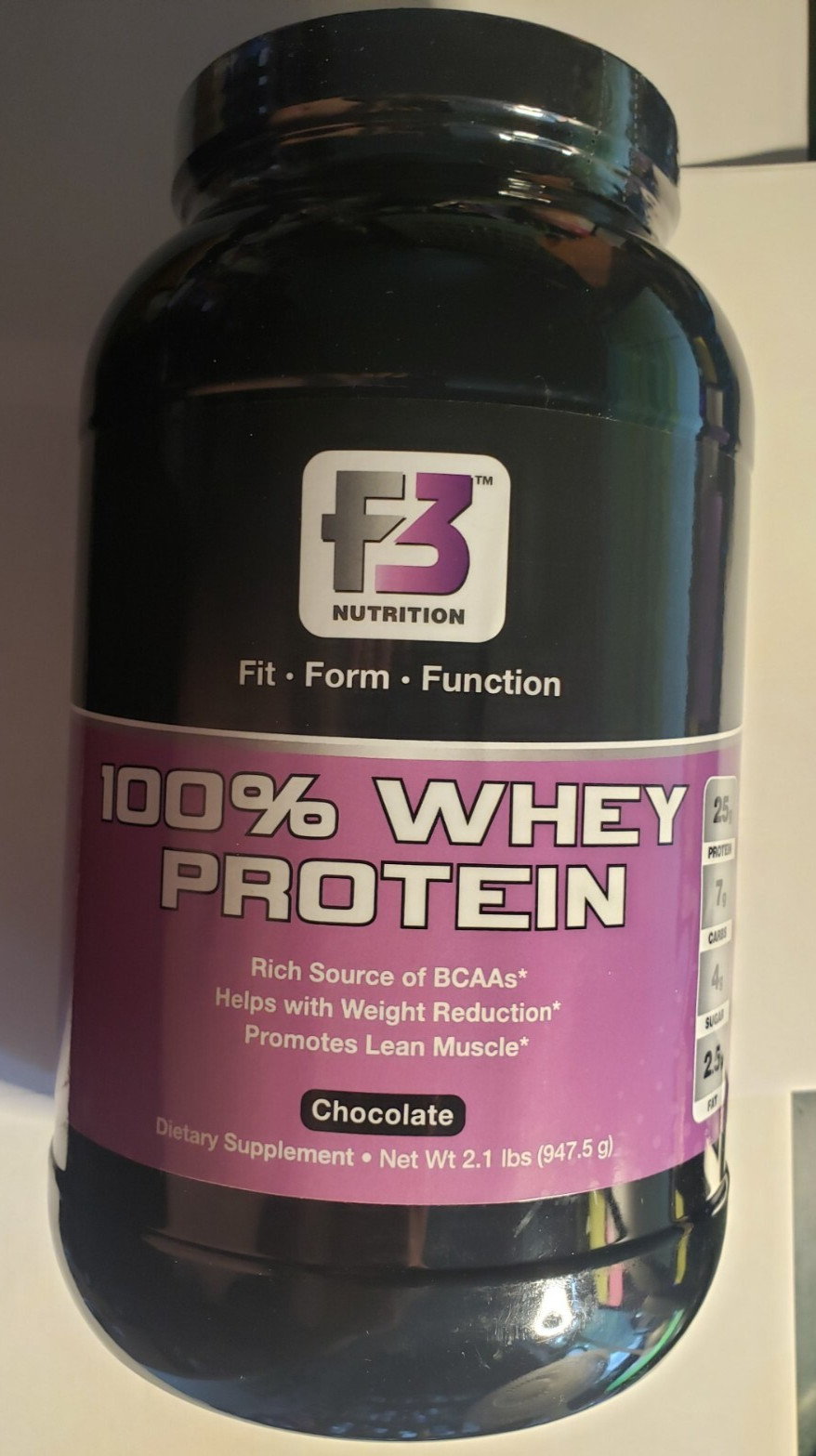 F3 NUTRITION – 100% Whey Protein – Chocolate – 2.1 lbs – Lean Muscle Exp 5/2026
