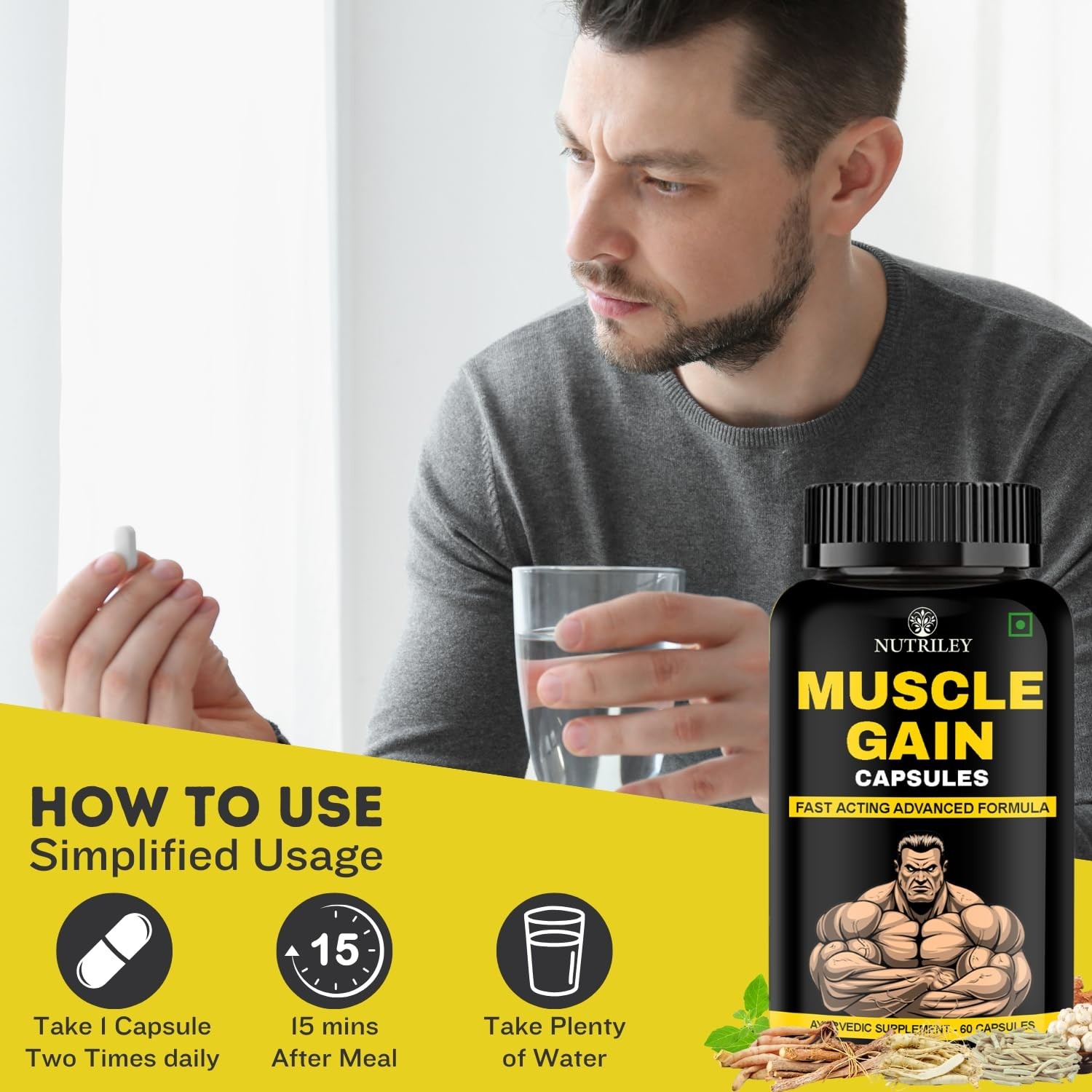 Nutriley Muscle Mass Gainer, Weight Gainer, bodybuilding supplements {60tab}