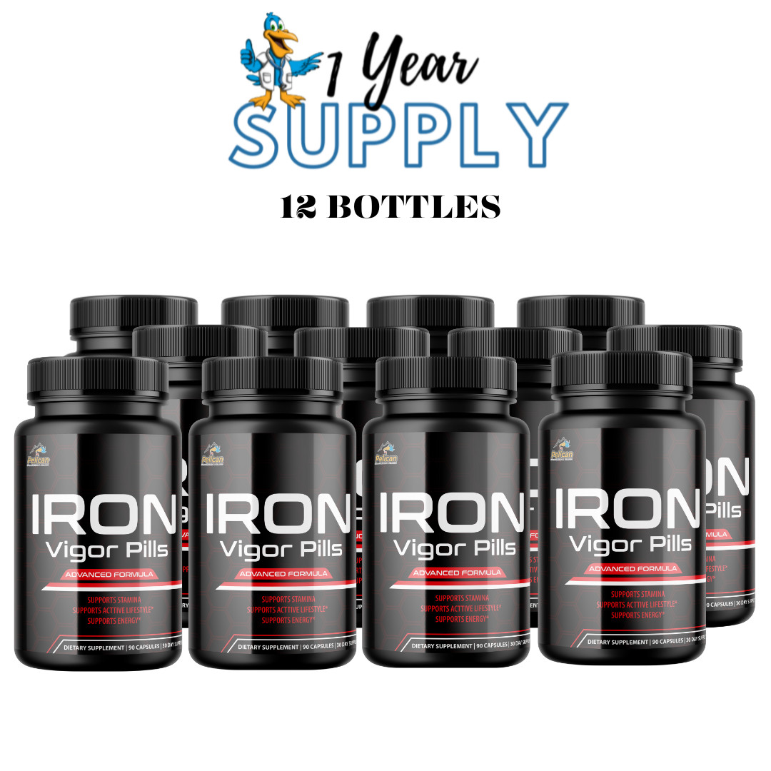 Iron Vigor Pills- Bodybuilding & Men’s Health Support- 12 Bottles- 1080 Capsules