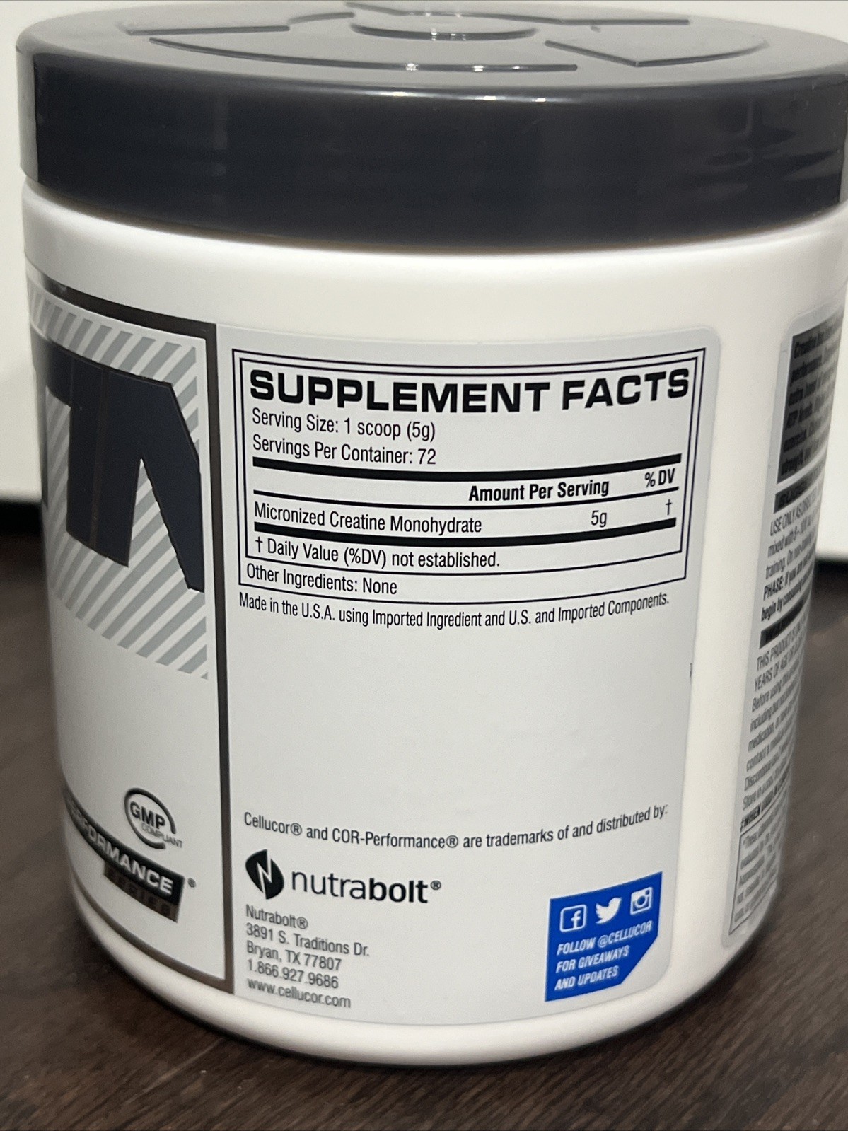 Cellucor Cor-Performance Creatine, Unflavored, Exp 12/26, 72 Servings