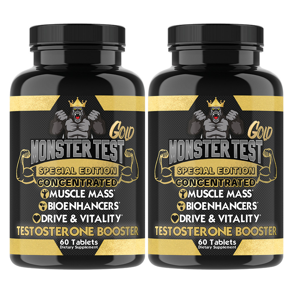 Test Booster Monster Test Gold for Men Muscle Mass Men Power Gains 2 Pk